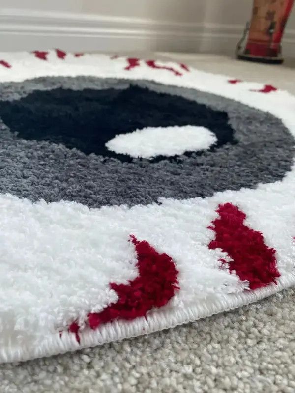 Japanese Brand Handmade Red Silk Eyeball Soft Rug Size ONE SIZE - 4 Thumbnail