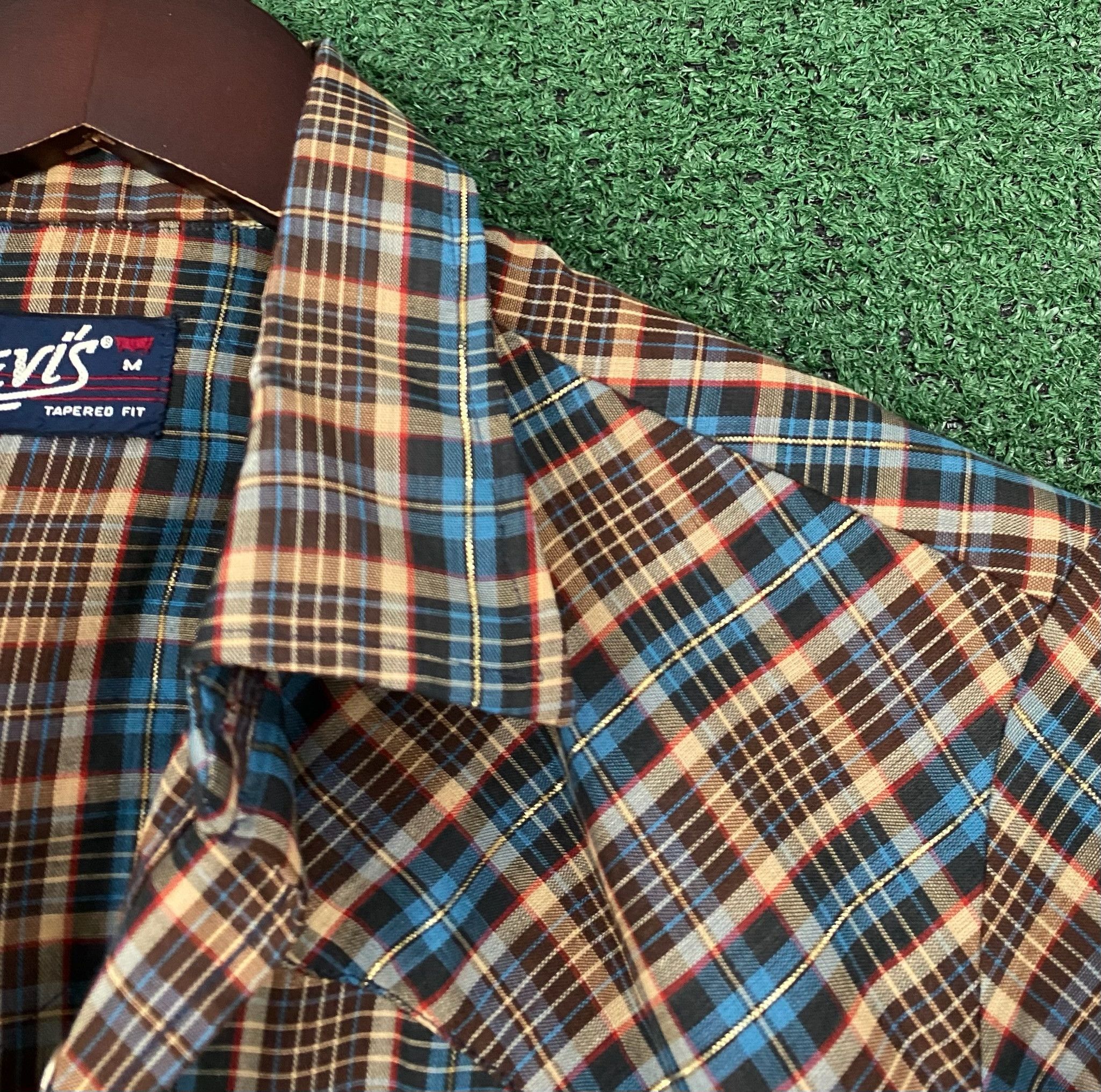 Levi's 70’s Levi’s Western Plaid Brown Teal Pearl Snap Shirt Small Size US S / EU 44-46 / 1 - 9 Thumbnail