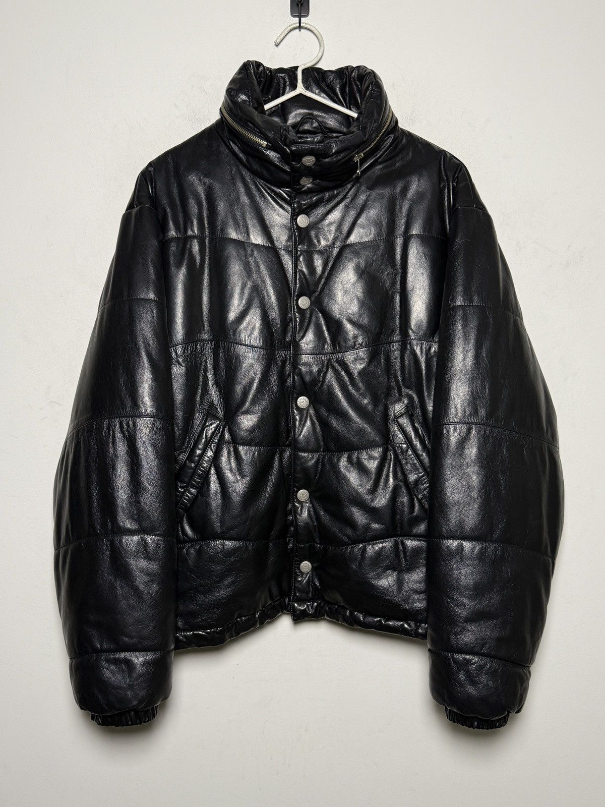 Giorgio Armani Vintage Armani black leather puffer jacket Size US M / EU 48-50 / 2 - 2 Thumbnail