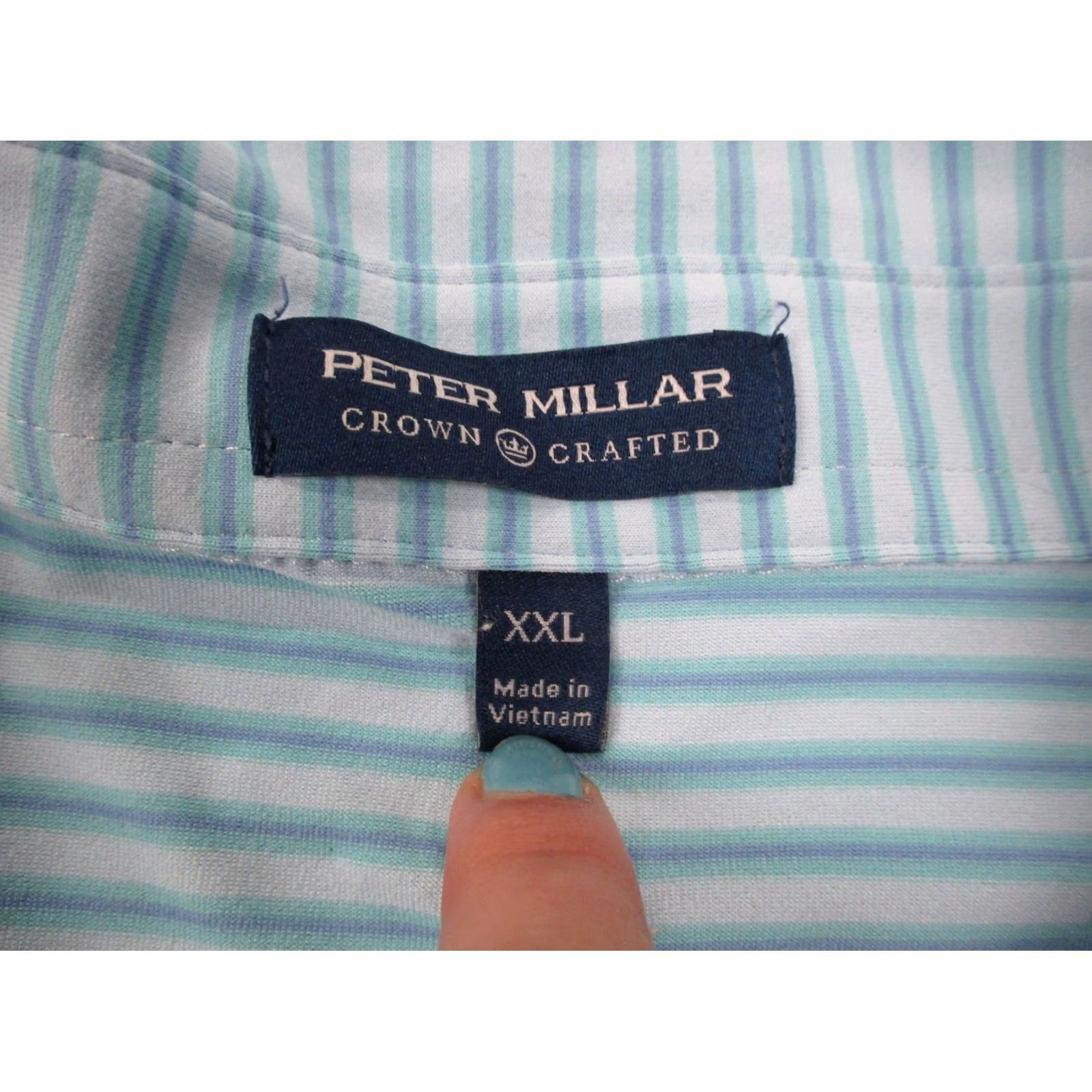 Peter Millar Peter Millar Shirt Mens 2XL Striped Active Polo Crown Crafted Grove Performance Size US XXL / EU 58 / 5 - 6 Thumbnail
