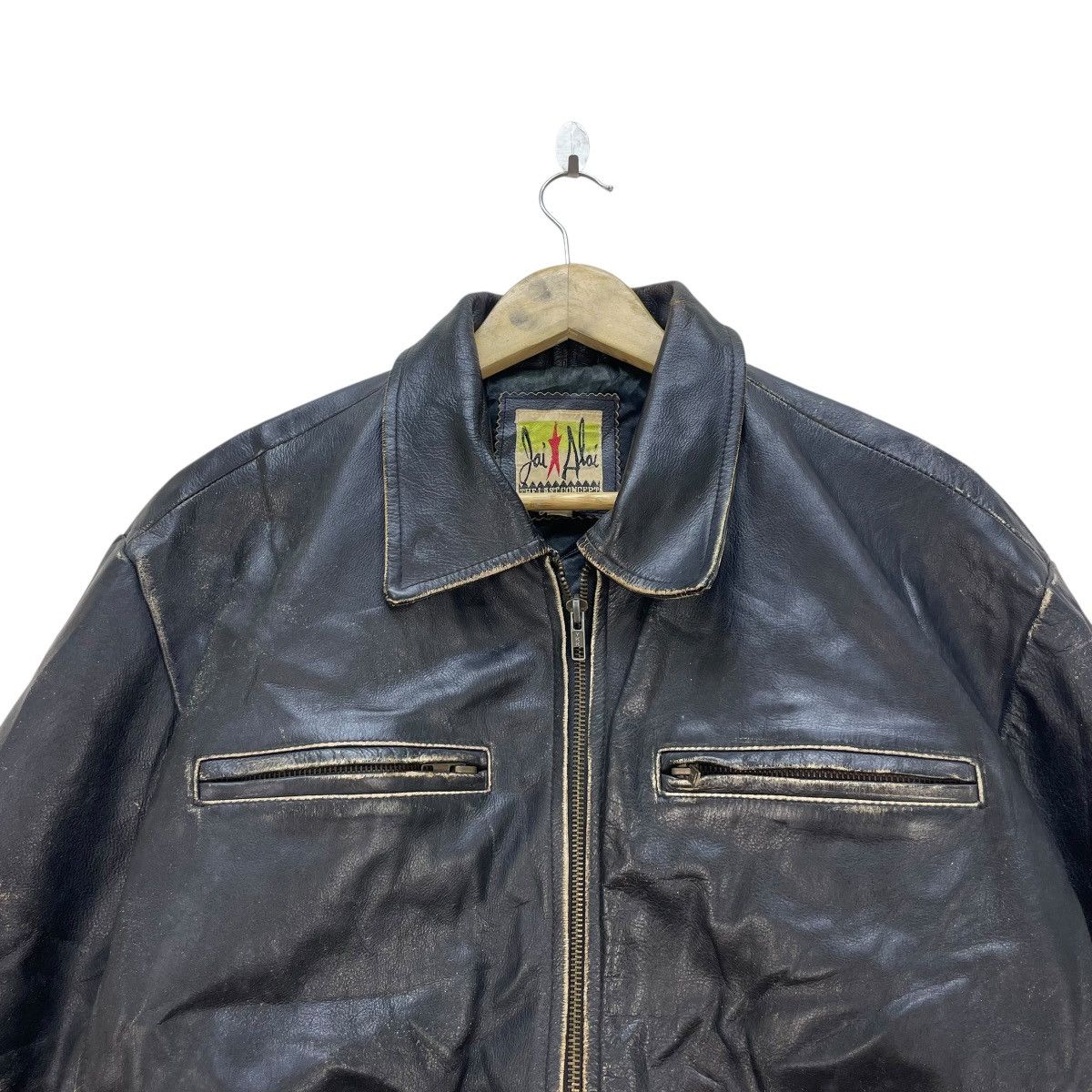 Gear for Sports × Genuine Leather 💥Vintage Jai Alai Genuine Leather Biker Cafe Racer Jacket Size US M / EU 48-50 / 2 - 3 Thumbnail