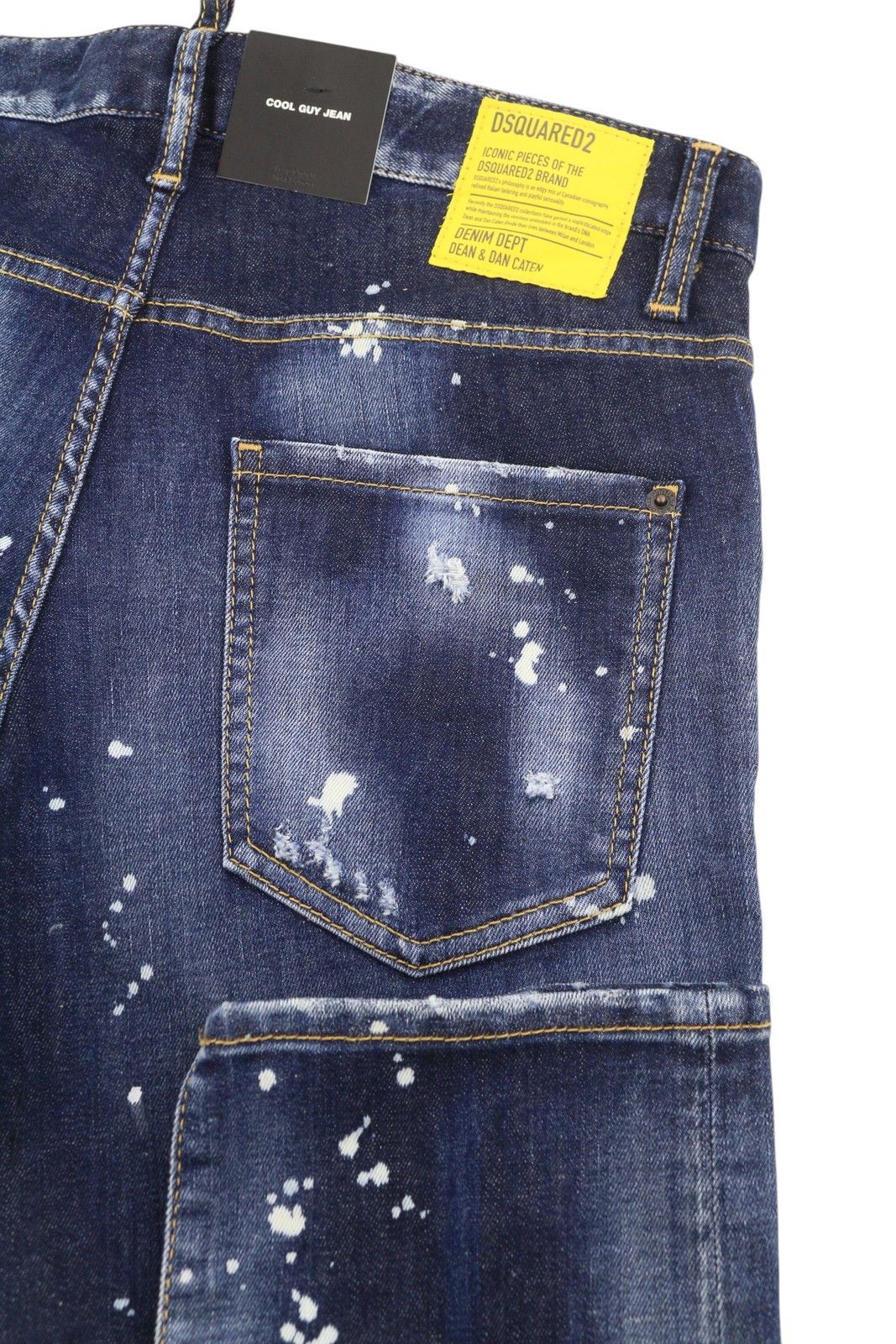 Dsquared2 COOL GUY 42 Blue Tapered Distress Splatter Jeans 86716 Size US 32 / EU 48 - 5 Thumbnail