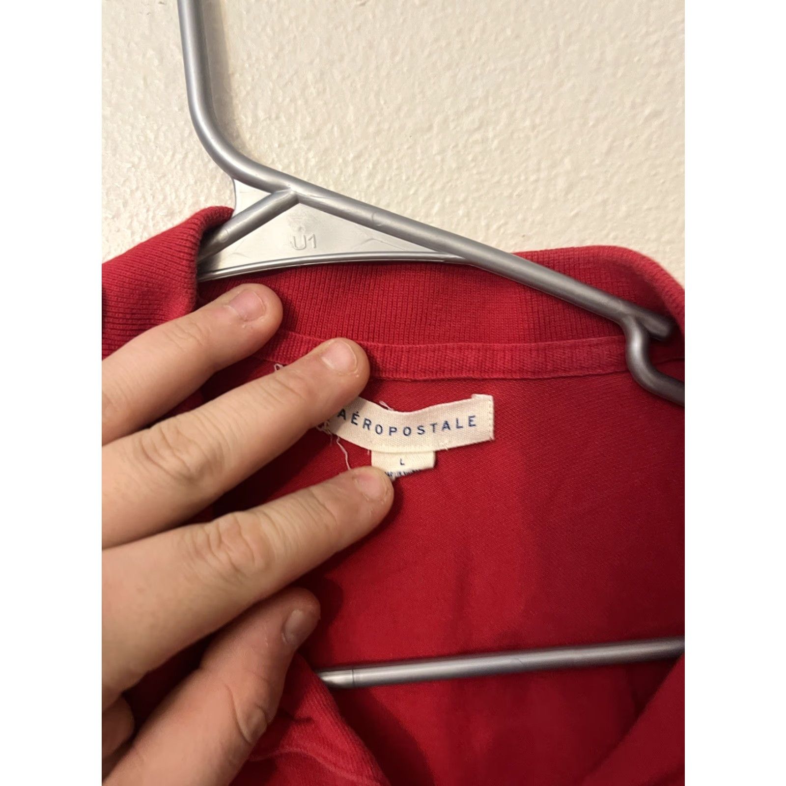 Aeropostale AeroPostale Polo Shirt - Red Short Sleeve Cotton Womens Size L Solid Ladies Women Polo Basic All Seasons 2000s (if applicable) Size L / US 10 / IT 46 - 3 Thumbnail
