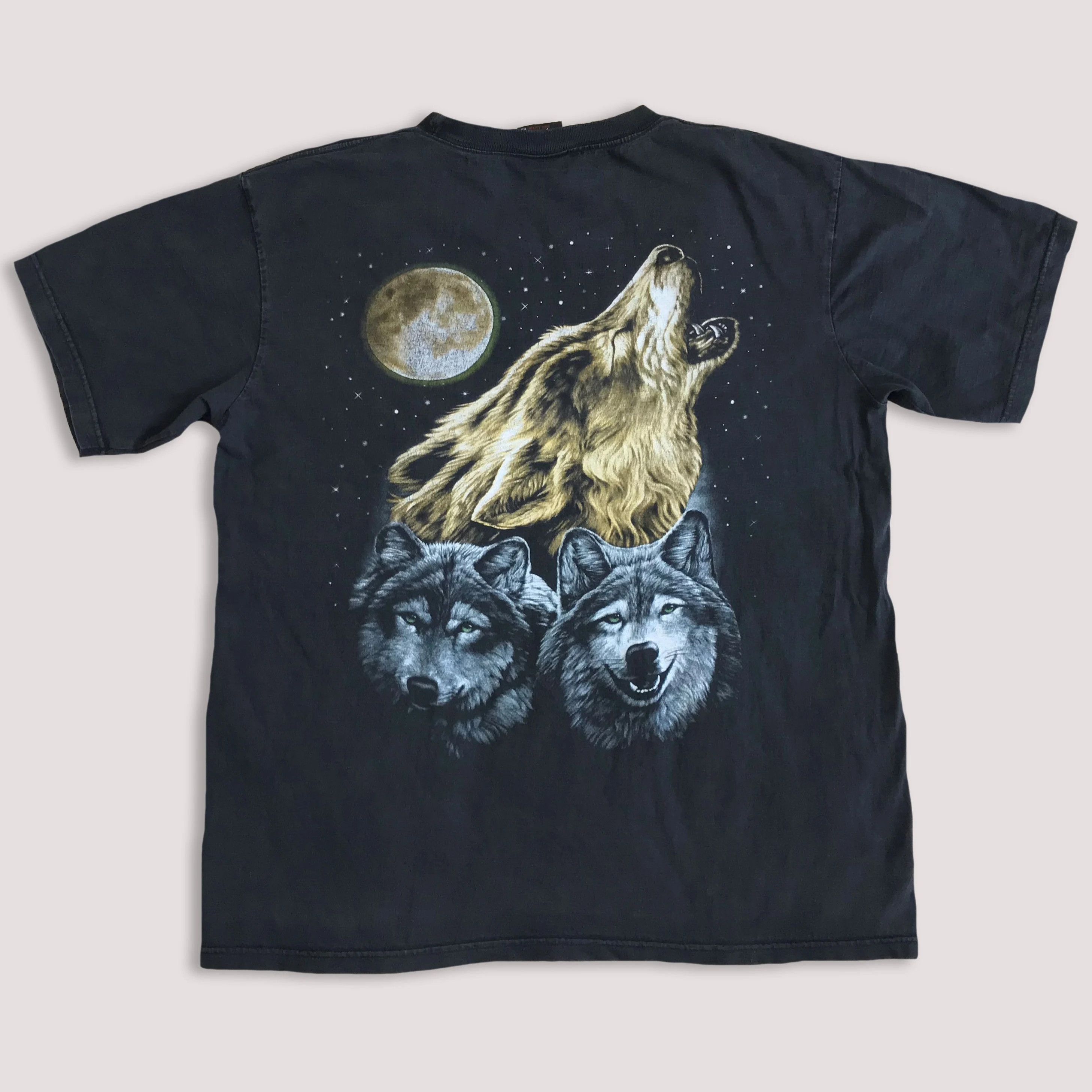 Vintage 90s Wolf Pack T shirt Thunder Tee Double Side Nature Wolfs Size US XL / EU 56 / 4 - 3 Thumbnail