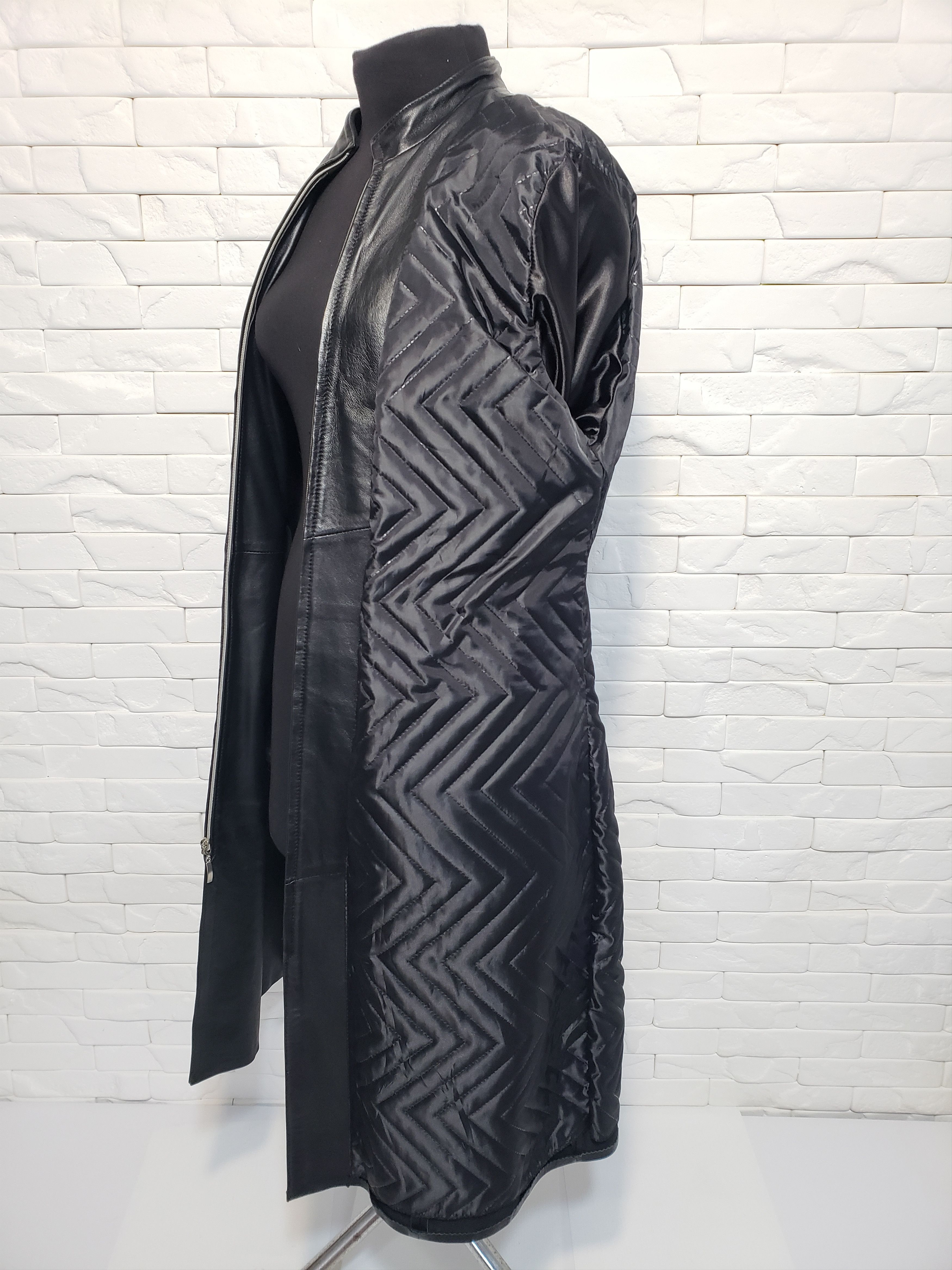 Genuine Leather Women black leather raincoat. Size XL / US 12-14 / IT 48-50 - 10 Thumbnail