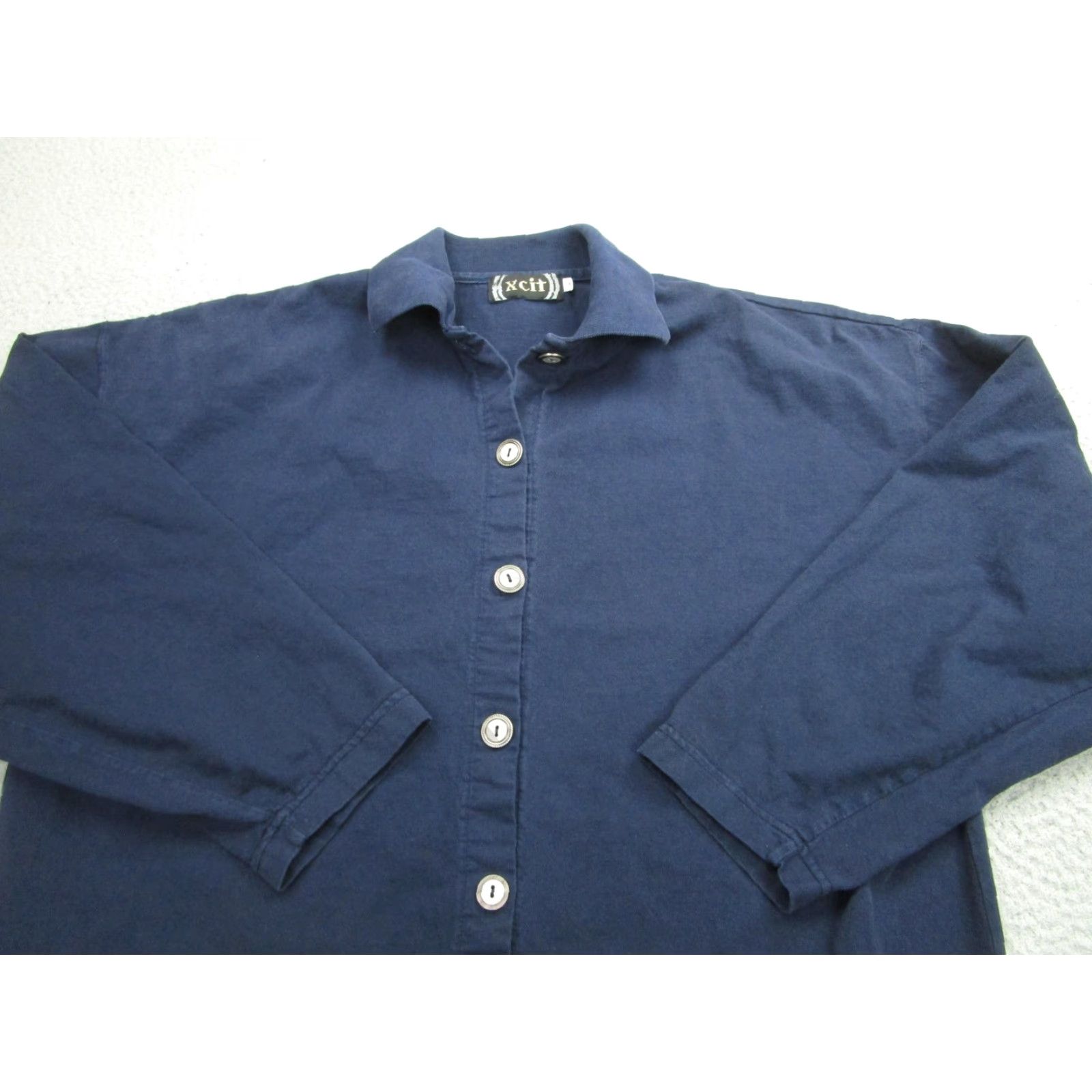 Vintage VINTAGE Xcit Shirt Womens Large Navy Blue Button-Up Long Sleeve Made USA Casual Cotton Women’s Large Navy Button Front Size L / US 10 / IT 46 - 2 Thumbnail