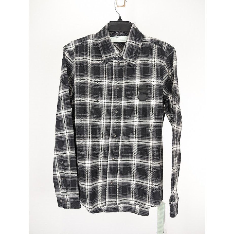 Off-White o1rshd1 Stencil Flannel Check Shirt in Black Size US S / EU 44-46 / 1 - 2 Thumbnail