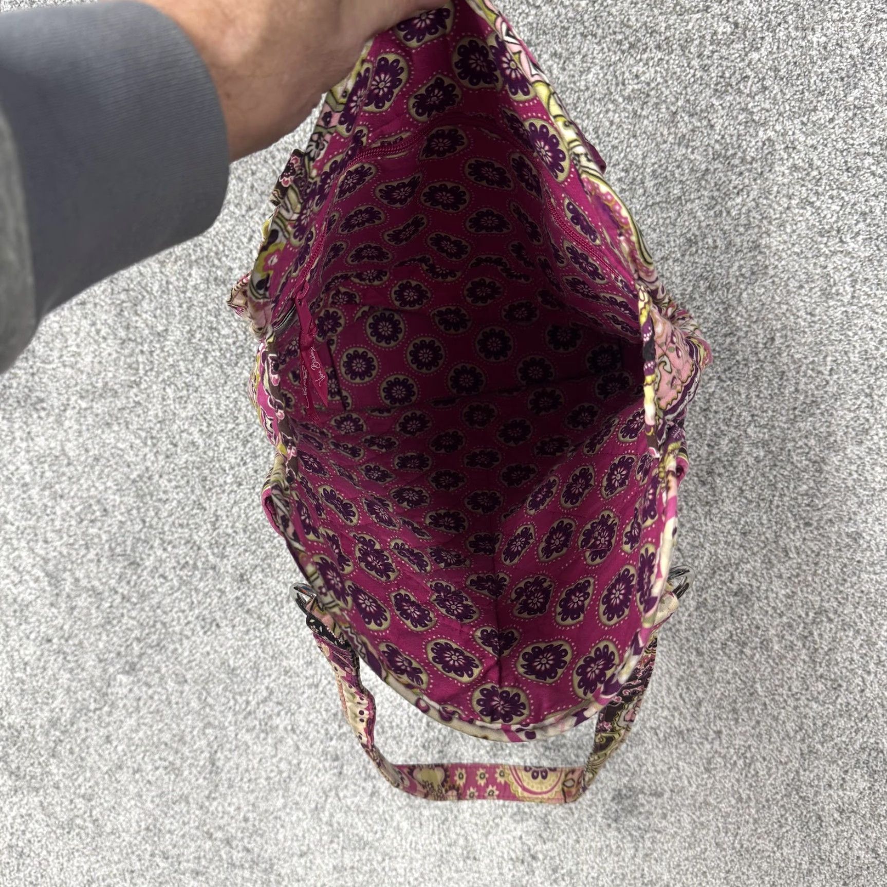 Vera Bradley Vera Bradley Tote Bag Womens Medium Pink Paisley Quilted Cotton Boho Handbag Size ONE SIZE - 6 Thumbnail