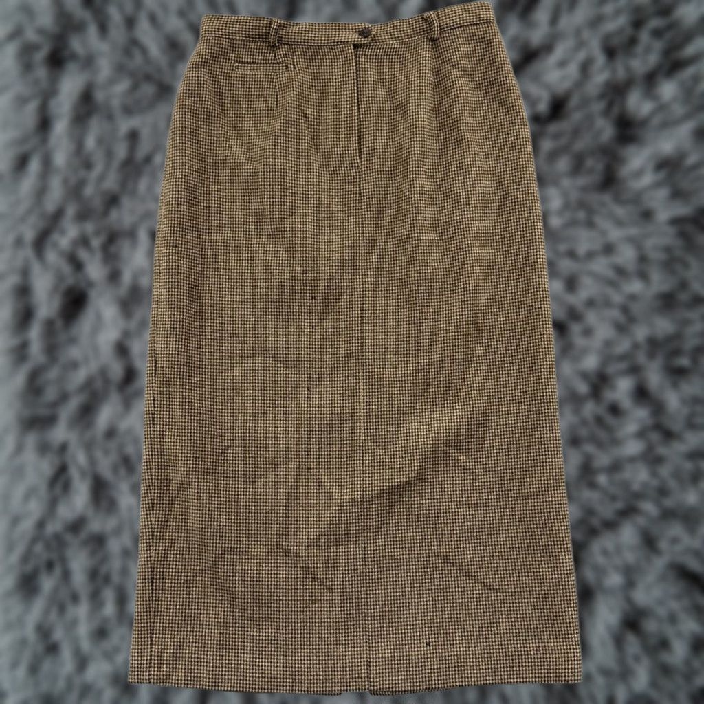 Ralph Lauren VINTAGE Ralph Lauren Lauren Maxi Skirt Womens 16 Tweed Wool Wool Blend Solid Zip Button Brown Long City Preppy 100% Lambswool Mens? Size 38" / US 16 / IT 52 - 1 Thumbnail