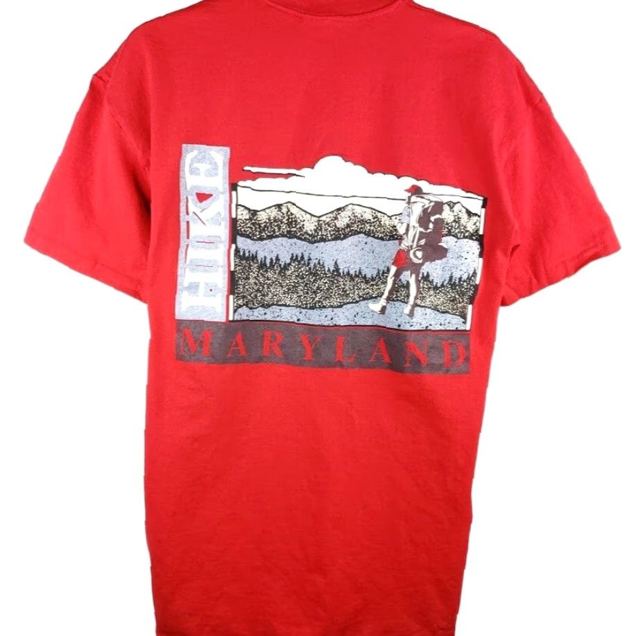 Vintage VINTAGE Stedman Hike Maryland T Shirt Mens XL Red 90s Backpacking Made In USA Shirt Mens XL Red 90s Hiking Mountain Outdoors Size US XL / EU 56 / 4 - 4 Thumbnail