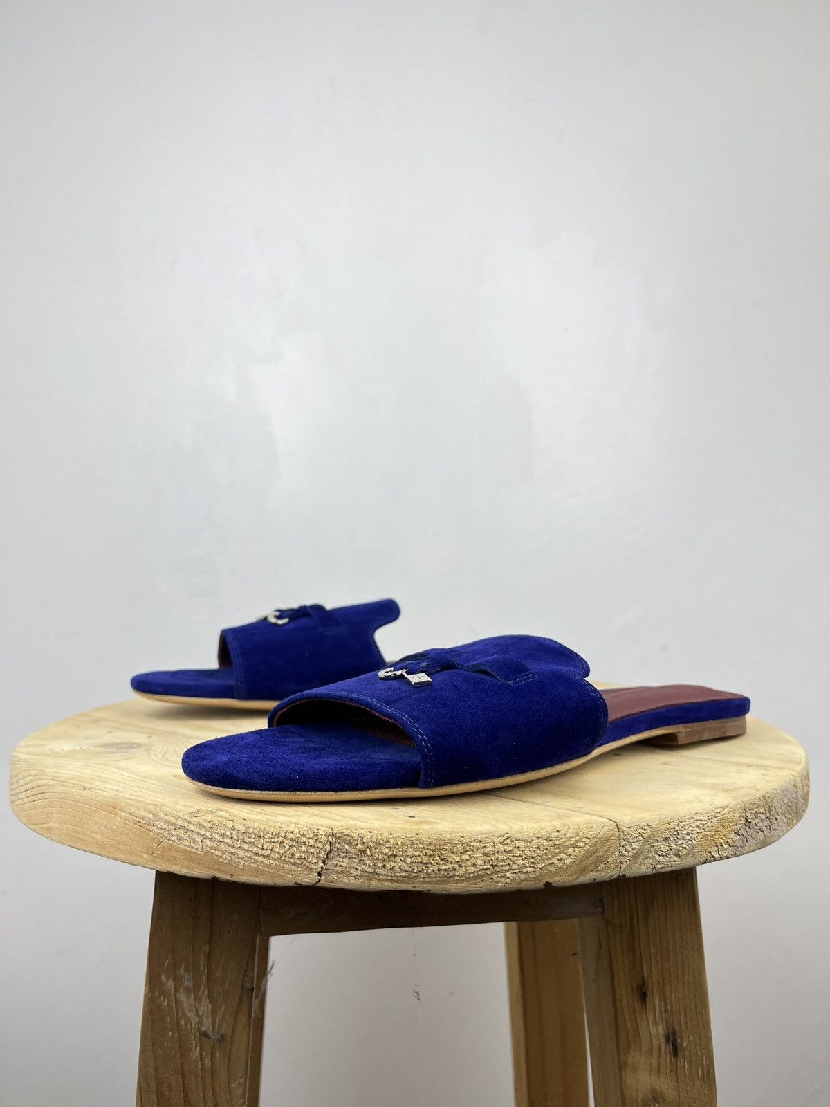Loro Piana Navy Blue Suede Summer Charms Walk Slides Size US 9 / IT 39 - 6 Thumbnail