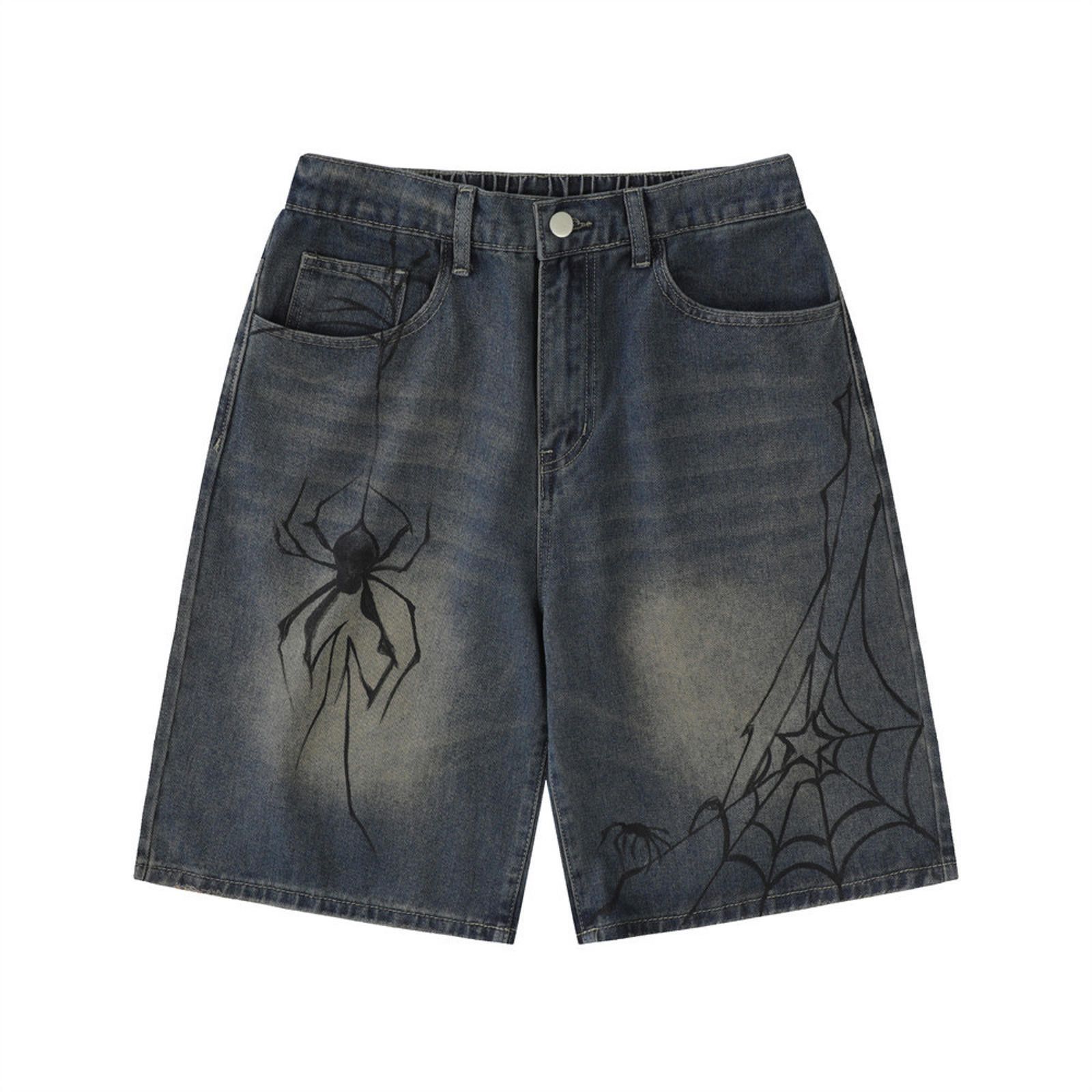 Jean × Vintage Spider Graphic Denim Shorts Size US 33 - 1 Thumbnail
