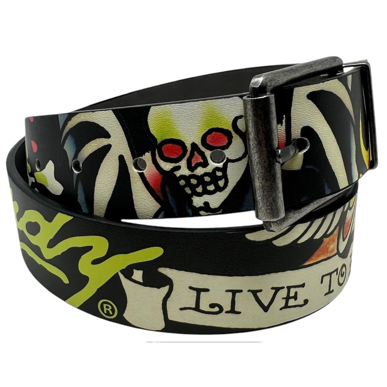 Ed Hardy Ed Hardy Men's Live To Ride Reversible Belt Size 36 - 1 Thumbnail