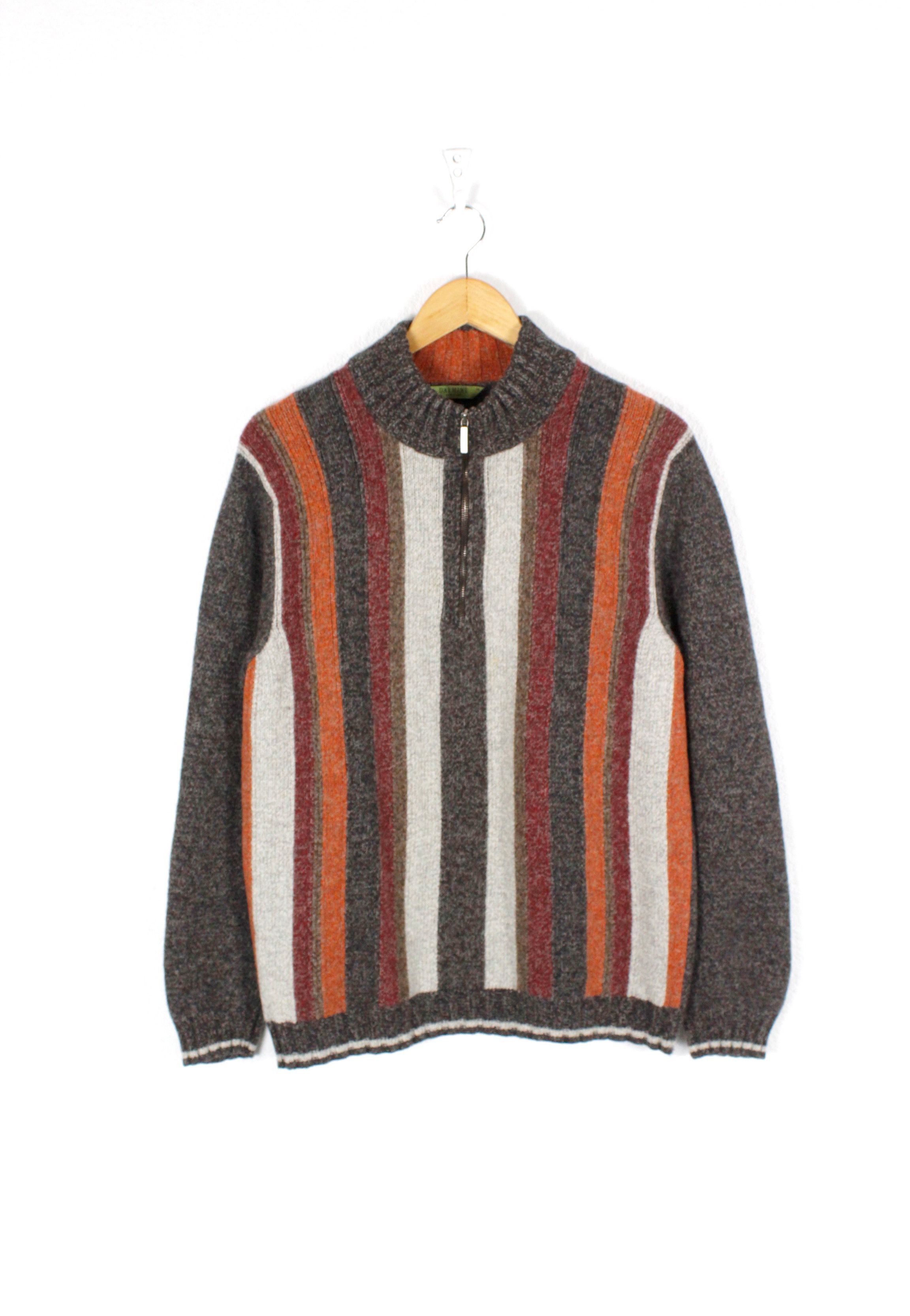 Dalmine Dalmine Italy Striped Cashmere Wool Zip Sweater Size US M / EU 48-50 / 2 - 1 Thumbnail