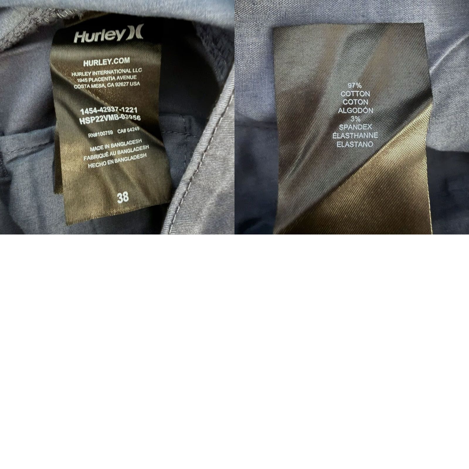 Hurley Hurley Hybrid Walk Short Blue Men's 38 Chino Beach Golf Stretch 97% Cotton 3% Elastane NEWPlus Pockets Casual Summer Size US 38 / EU 54 - 9 Thumbnail