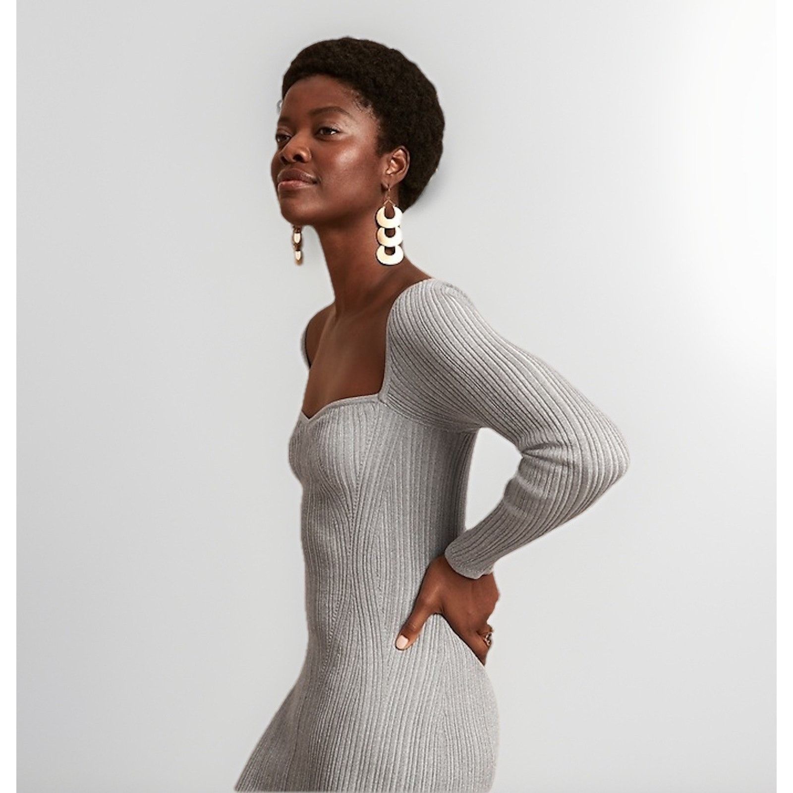 Banana Republic NWOT Banana Republic Sweater Dress Silver Sparkle Size XS Size XS / US 0-2 / IT 36-38 - 6 Thumbnail