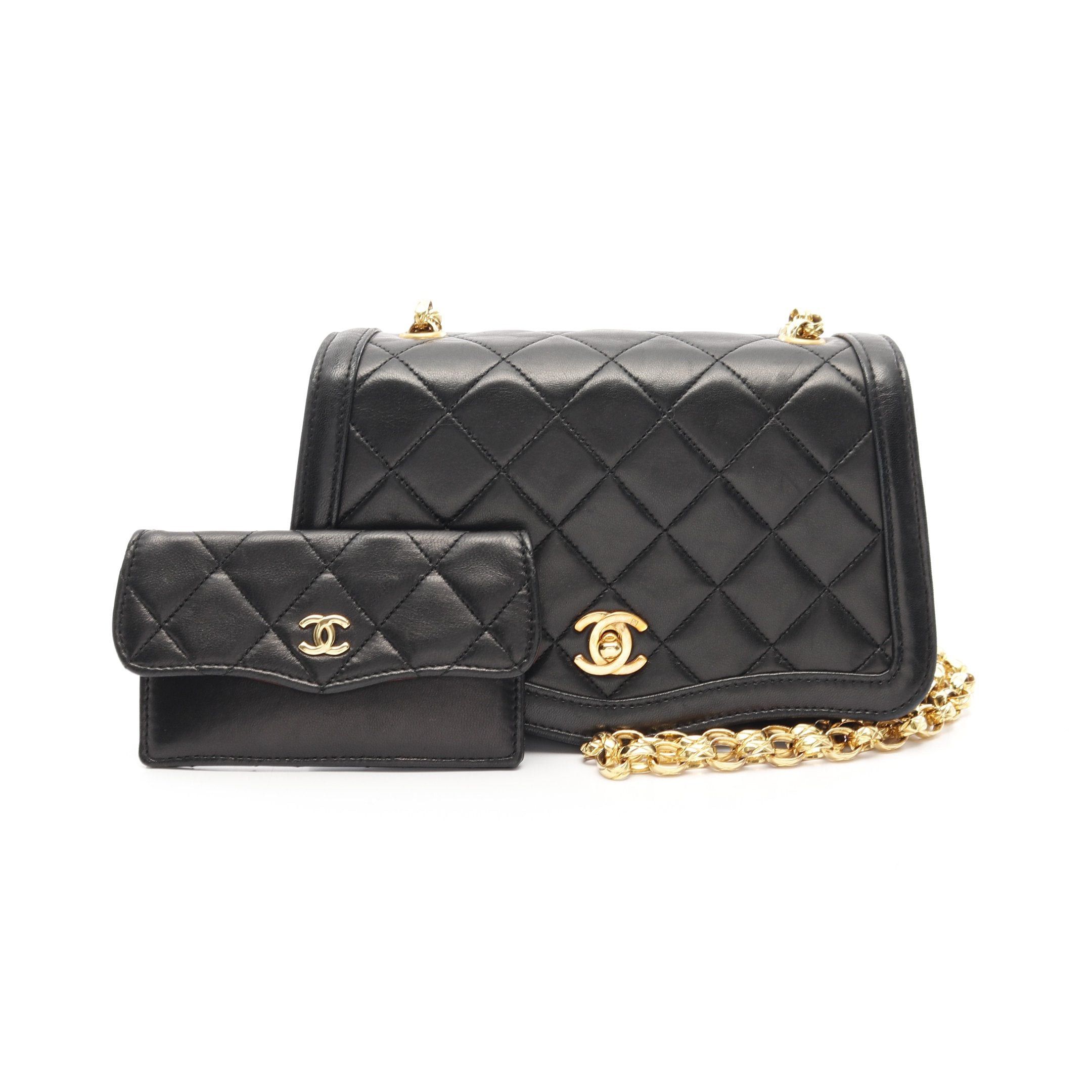 Chanel Chanel Matelasse Chain Shoulder Bag Lambskin Black Gold Hardware Size ONE SIZE - 1 Thumbnail