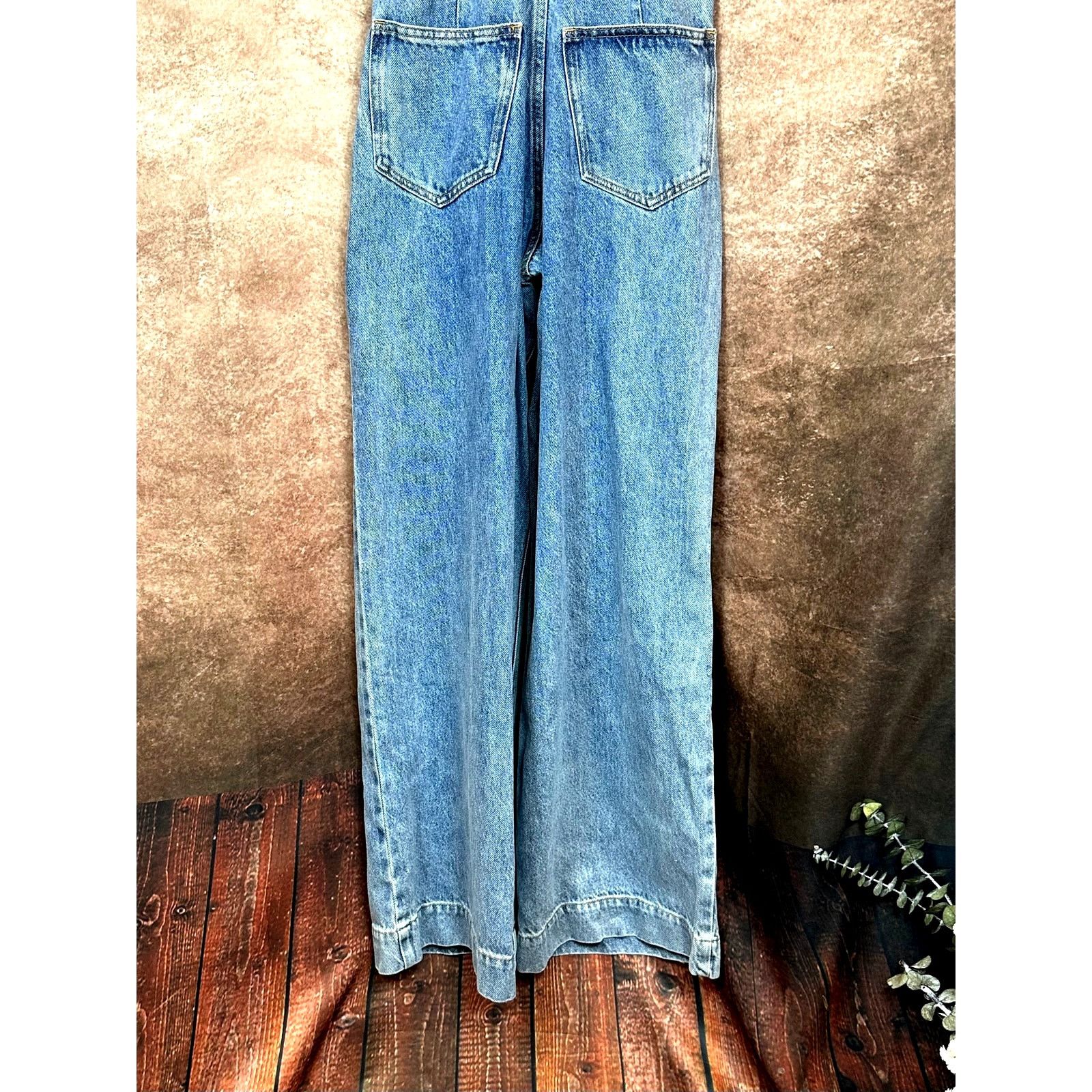 WeWoreWhat Jumper Wide Leg Denim We Wore What Bib Overalls size 26 Size 26" / US 2 / IT 38 - 10 Thumbnail