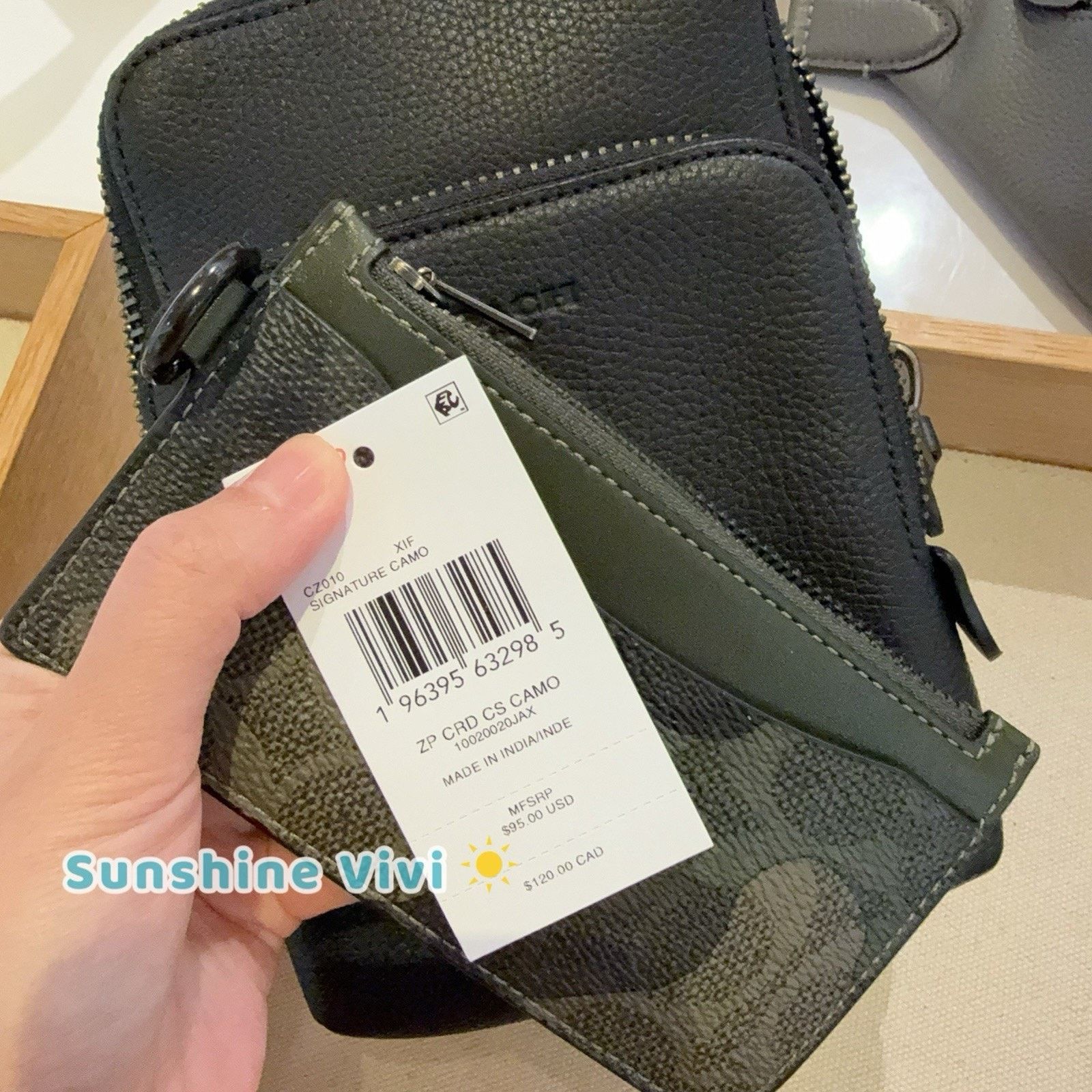 Coach NWT Coach Zip Card Case Camo Wallet Green Green CZ010 Ring Size ONE SIZE - 4 Thumbnail