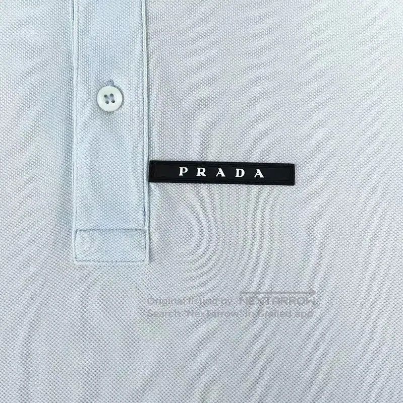 Prada Prada Light Blue Striped Logo Polo Shirt. Size US M / EU 48-50 / 2 - 4 Thumbnail