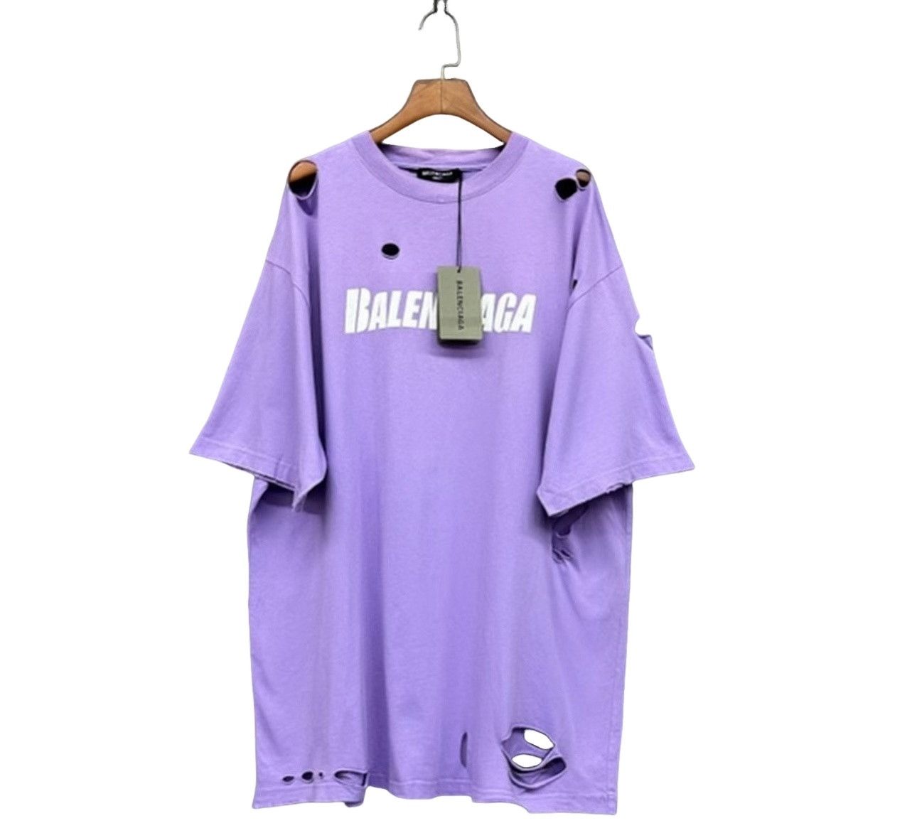 Balenciaga Balenciaga Destroyed Logo T-Shirt Purple Size XS Size US XS / EU 42 / 0 - 1 Thumbnail