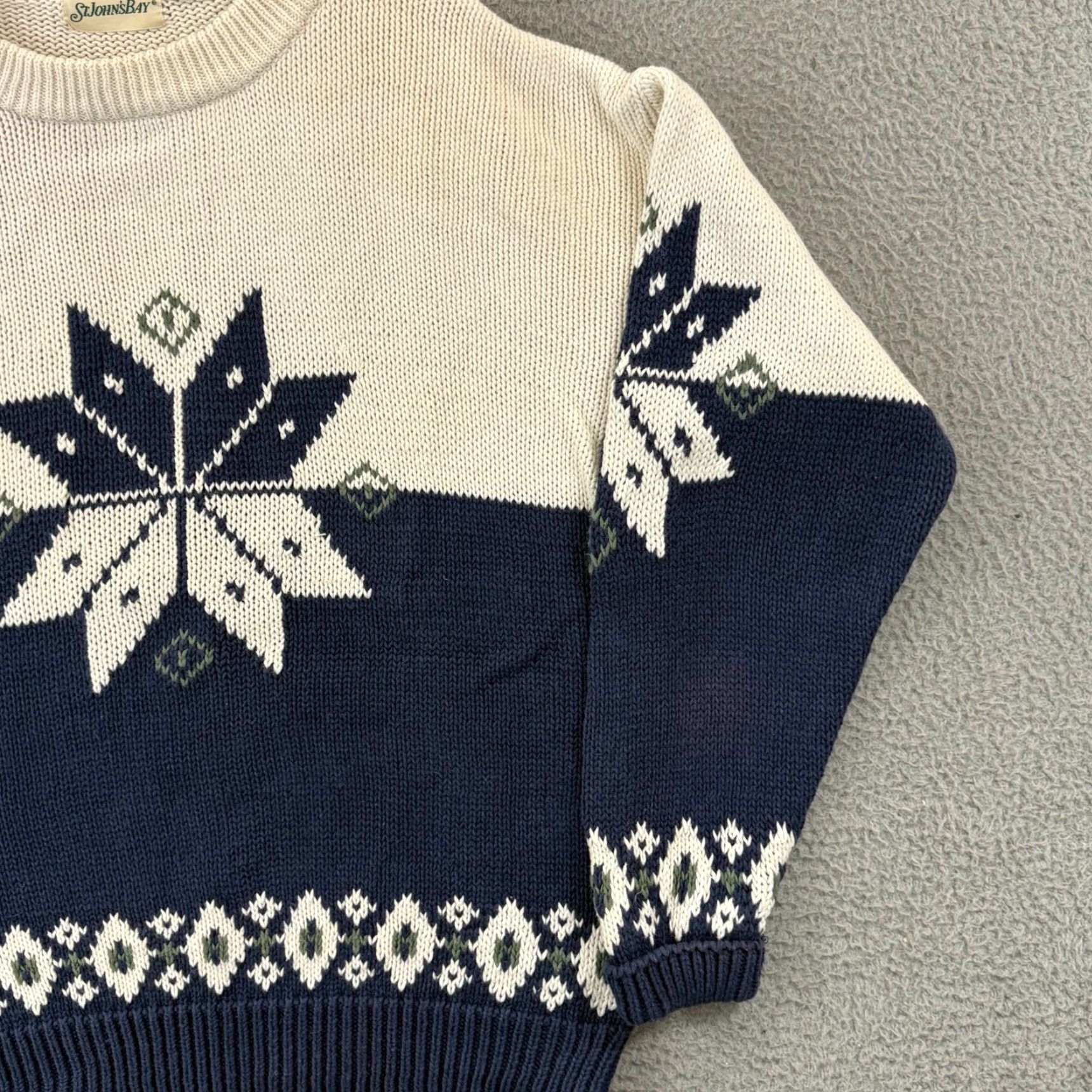 Vintage VINTAGE St Johns Bay Sweater Mens 2XL Blue Nordic Knit 90s Long Sleeve Crew Neck Size US XXL / EU 58 / 5 - 6 Thumbnail