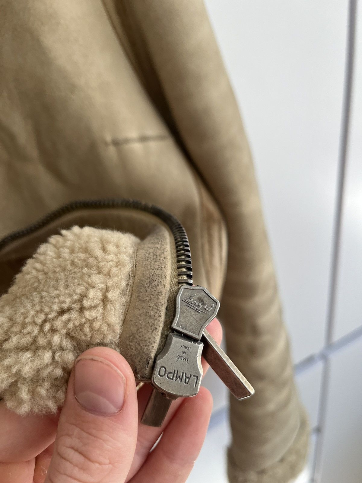 If Six Was Nine × Japanese Brand Distressed Leather Faux Beige Biker Jacket Fratelli Rossetti Size S / US 4 / IT 40 - 3 Thumbnail