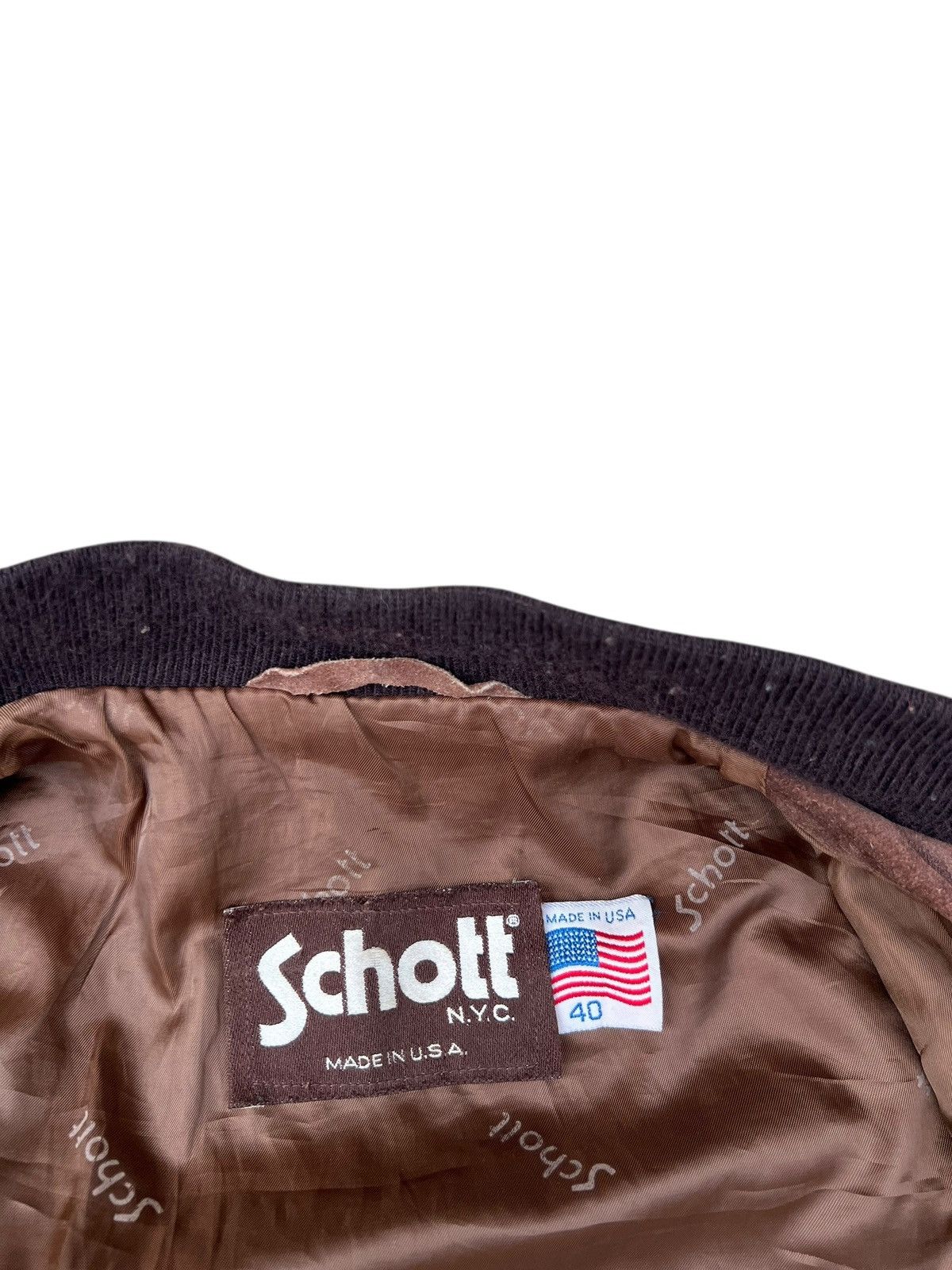 Schott 80s Schott Brown Suede Leather Bomber Jacket Size US L / EU 52-54 / 3 - 15 Thumbnail