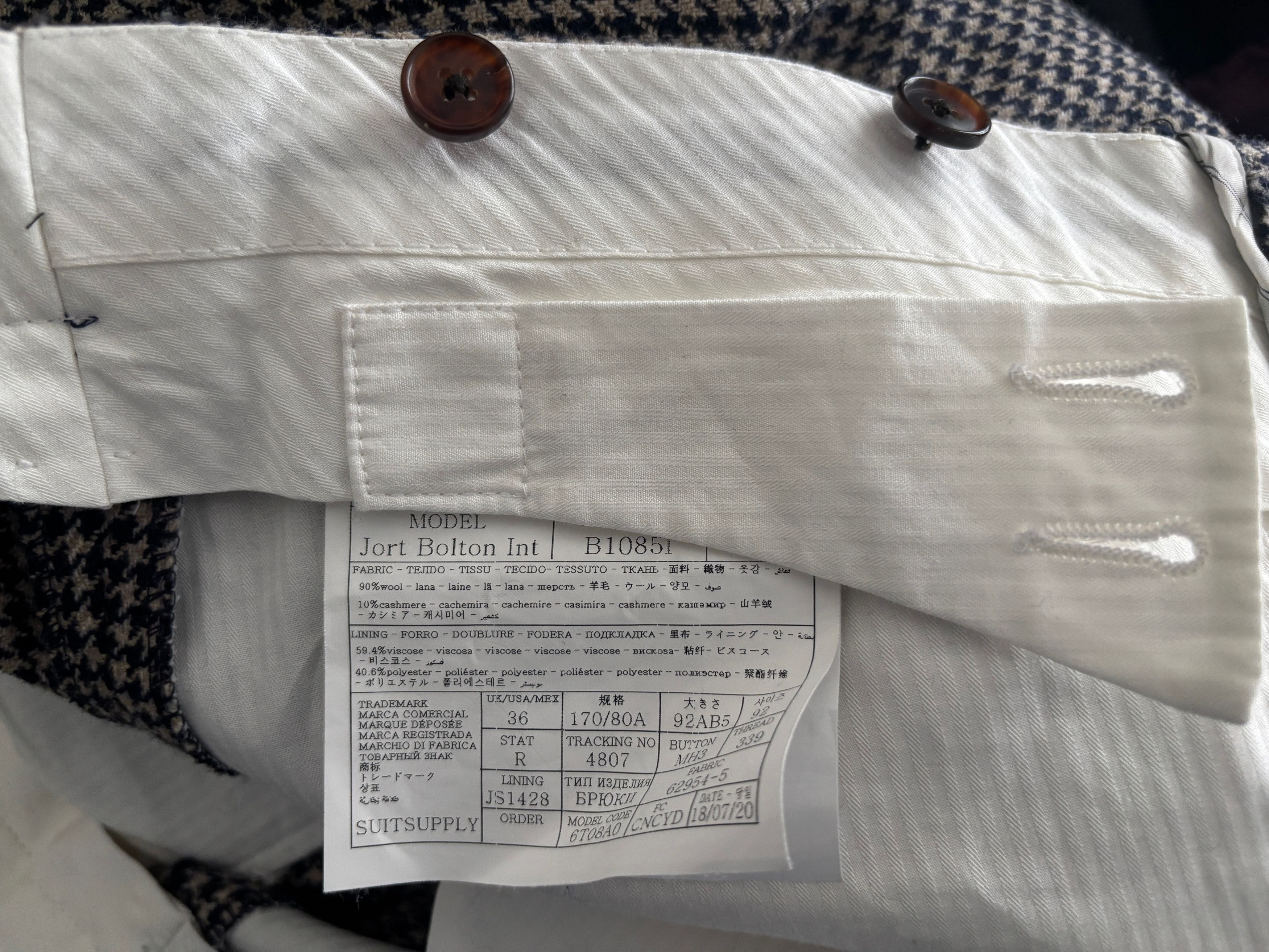 Suitsupply $295 Wool Cashmere Trousers/ Pants- Beige/Navy - 30 Size US 30 / EU 46 - 10 Thumbnail