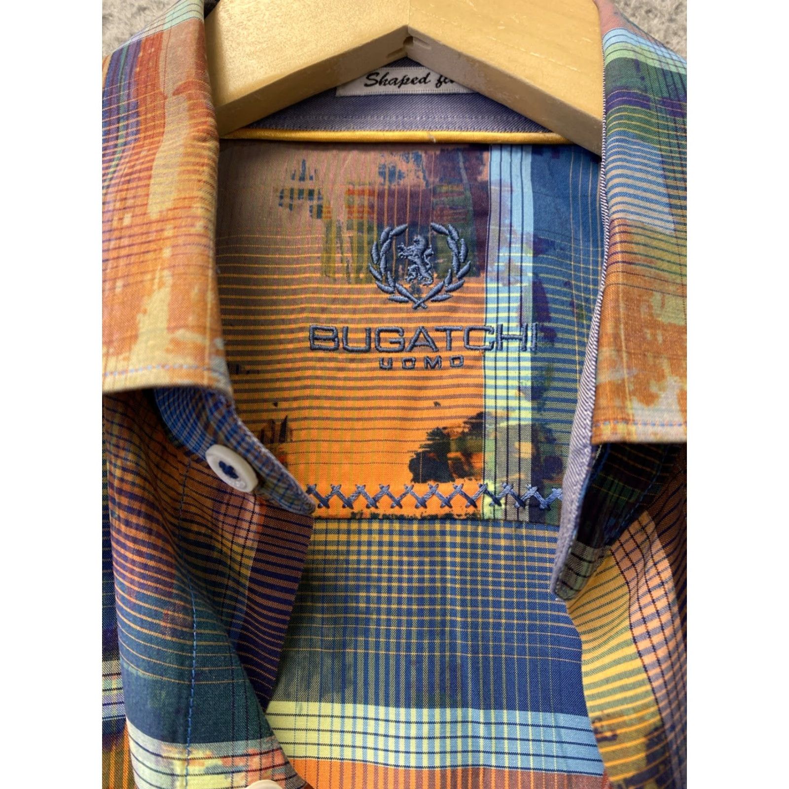 BUGATCHI Bugatchi Mens Long Sleeve Shirt L Shaped Fit Or Slim M Cotton Multicolor Size US L / EU 52-54 / 3 - 7 Thumbnail