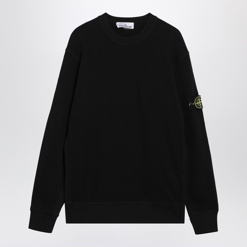 Stone Island Black Cotton Crew-Neck Sweater