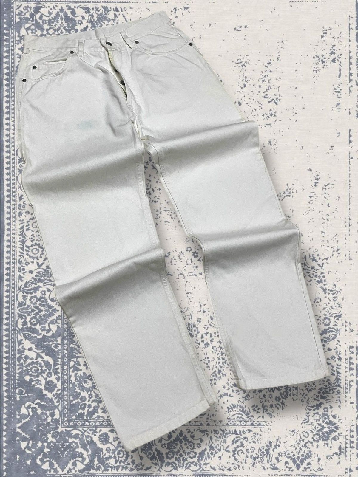 Celine Vintage Og 1990s Designer Celine Paris Baggy White Denim Size US 28 / EU 44 - 2 Thumbnail