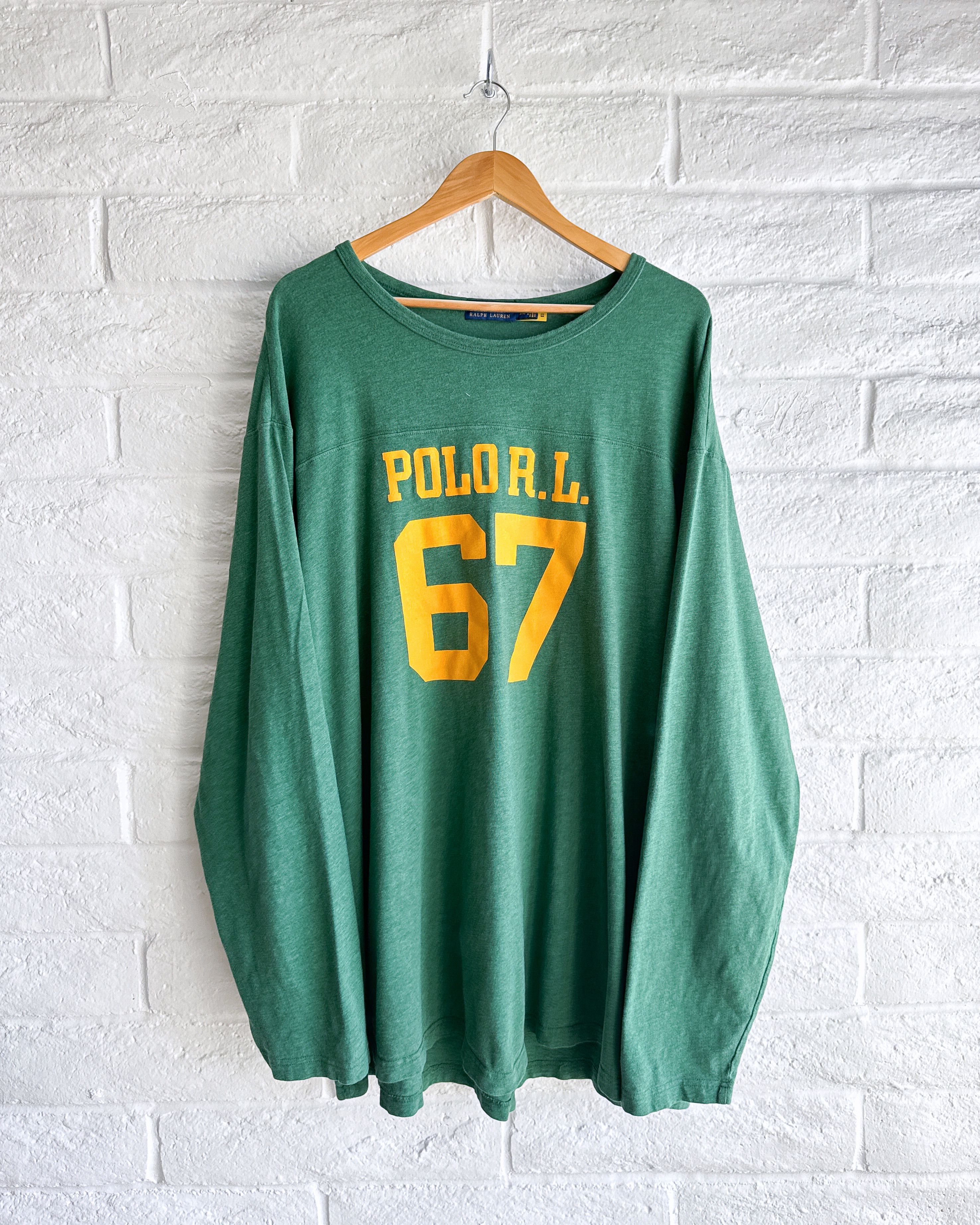 Polo Ralph Lauren 67 Long Sleeve Varsity T Shirt Green 3XLT