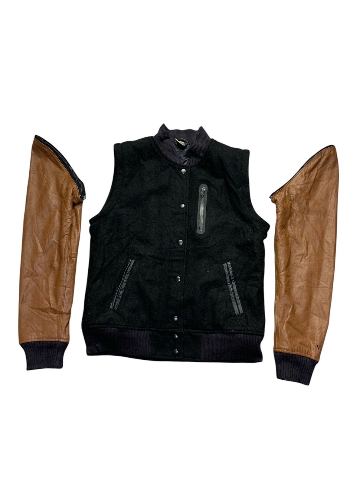 Nike SOLD🐍 Nike NSW Destroyer Leather Wool Varsity Bomber Jacket Size US M / EU 48-50 / 2 - 2 Thumbnail