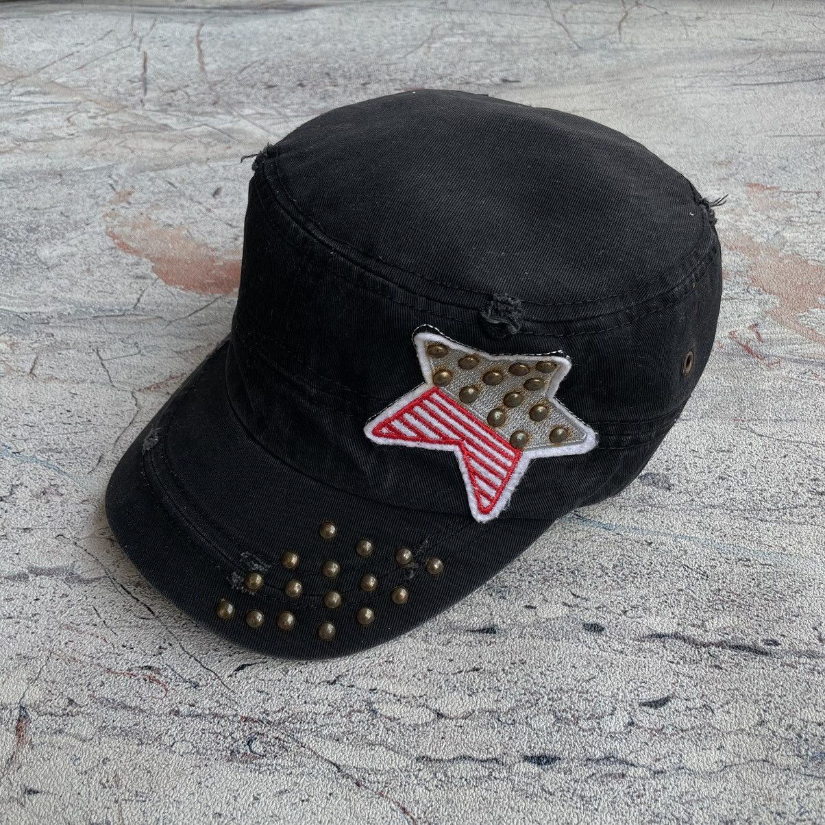 14th Addiction Vintage Studded Faded Distressed Commando Hat Size ONE SIZE - 10 Thumbnail