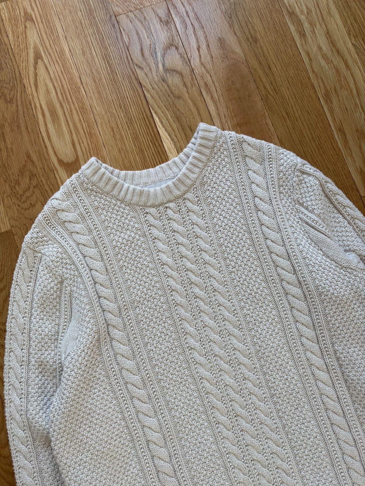 Other Goodfellow & Co White Retro Cable Knit Pullover Sweater M Size M / US 6-8 / IT 42-44 - 2 Thumbnail