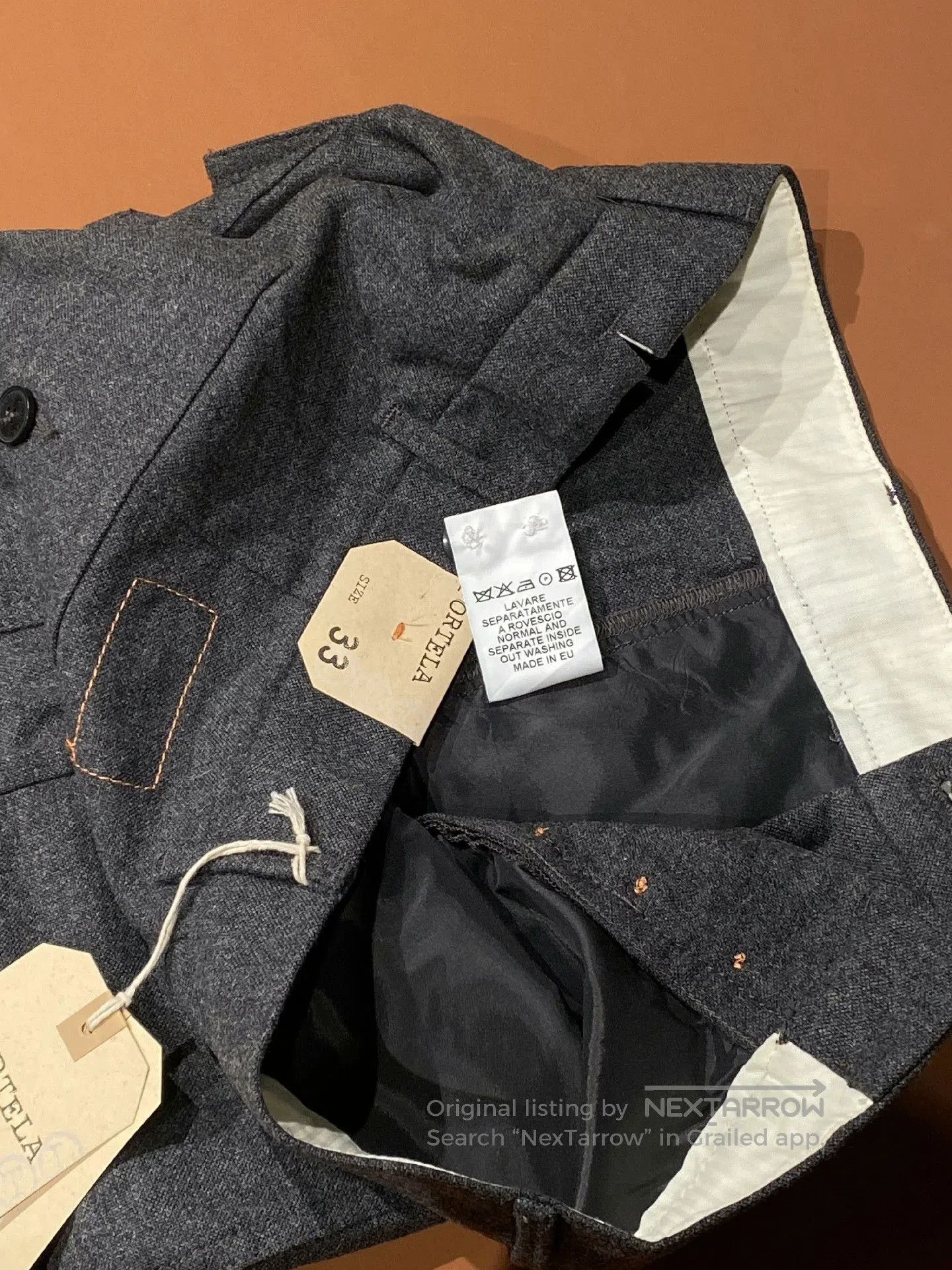 Fortela FORTELA Italian Dark Gray Wool Casual Pants. Size US 33 - 6 Thumbnail