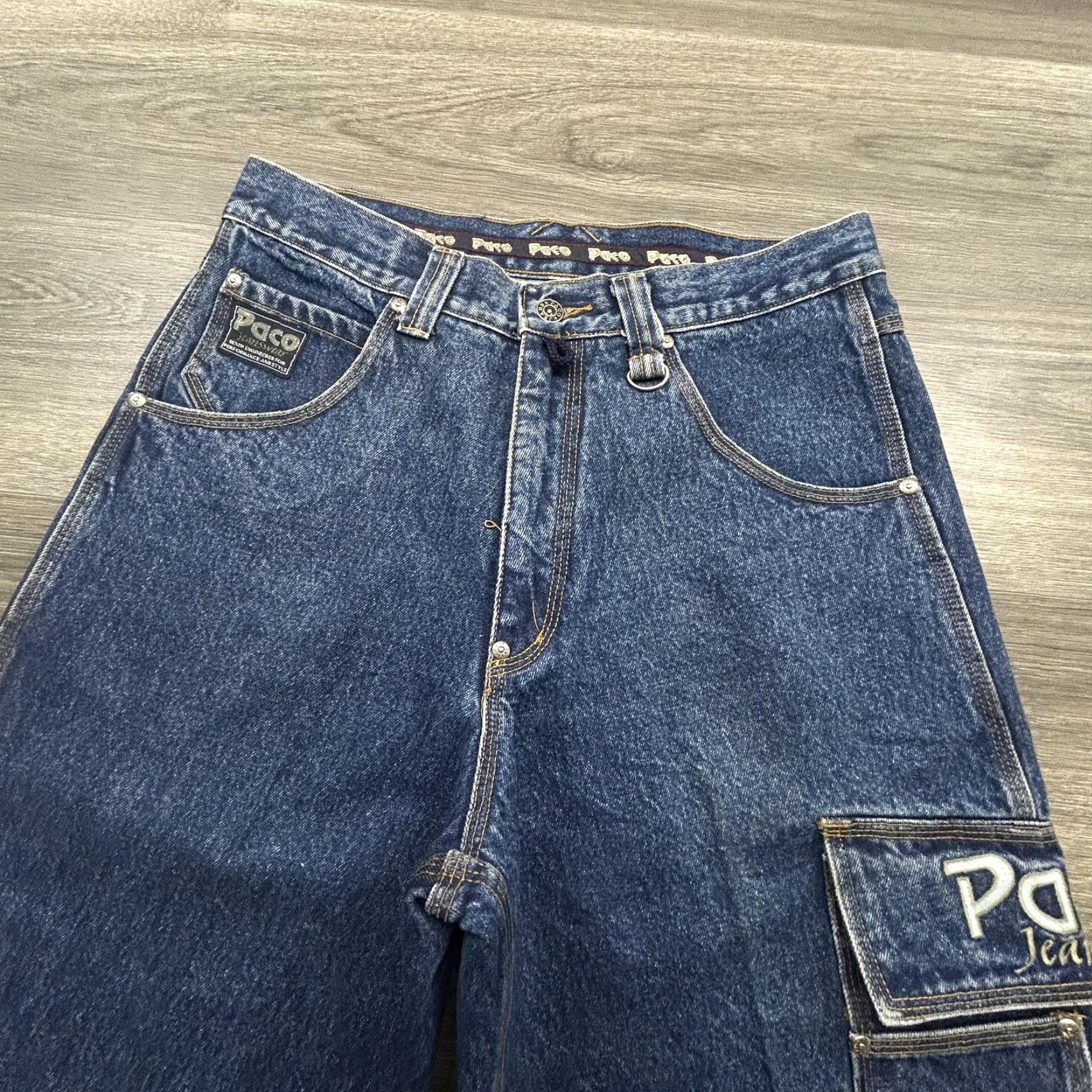 Vintage VINTAGE Paco Jeans Mens 32x32 Blue Baggy Cargo Carpenter Wide Leg Y2K Streetwear Size US 32 / EU 48 - 7 Thumbnail