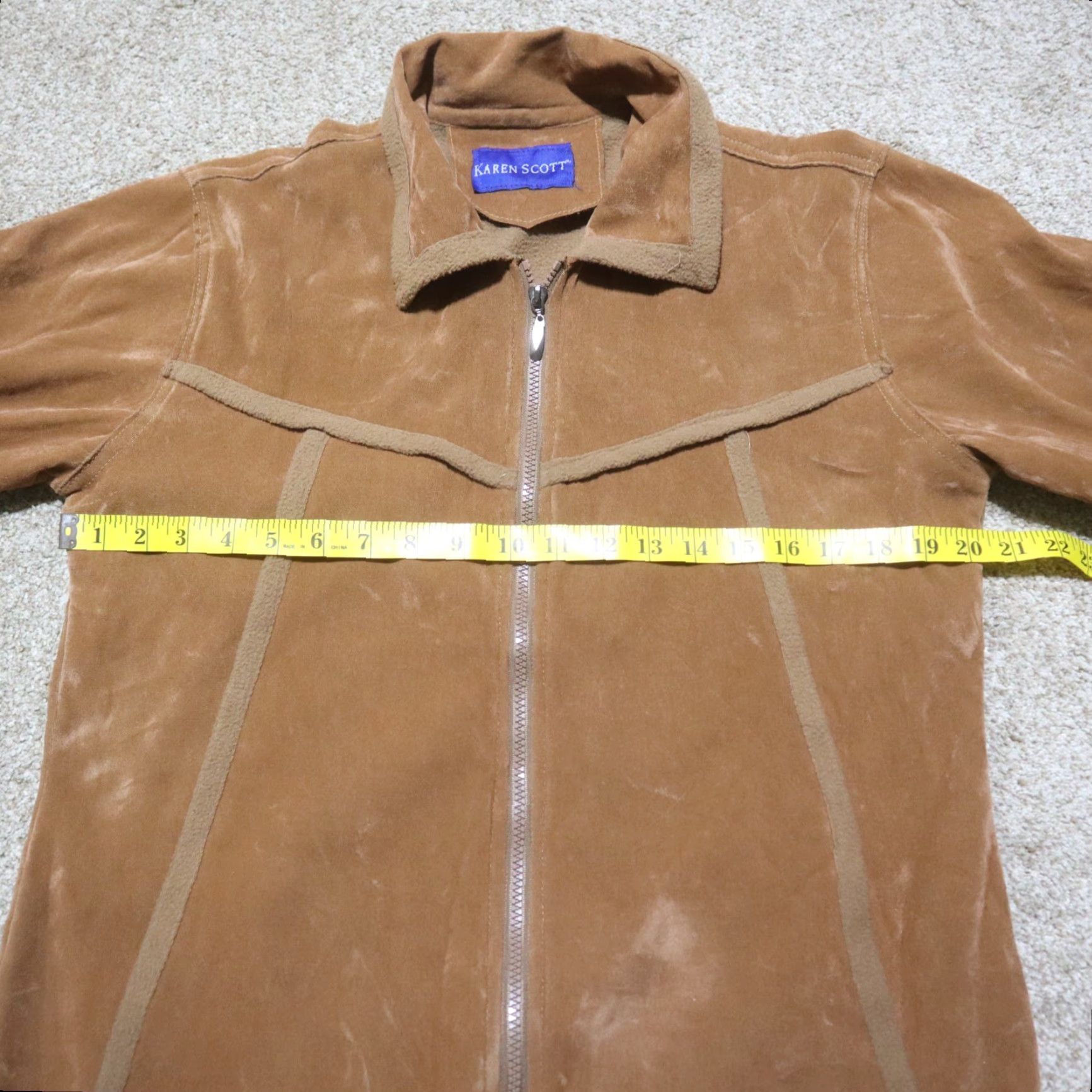 Vintage Karen Scott Jacket XL Women Tan Brown Zip Up Coat/Vest? Size XL / US 12-14 / IT 48-50 - 3 Thumbnail
