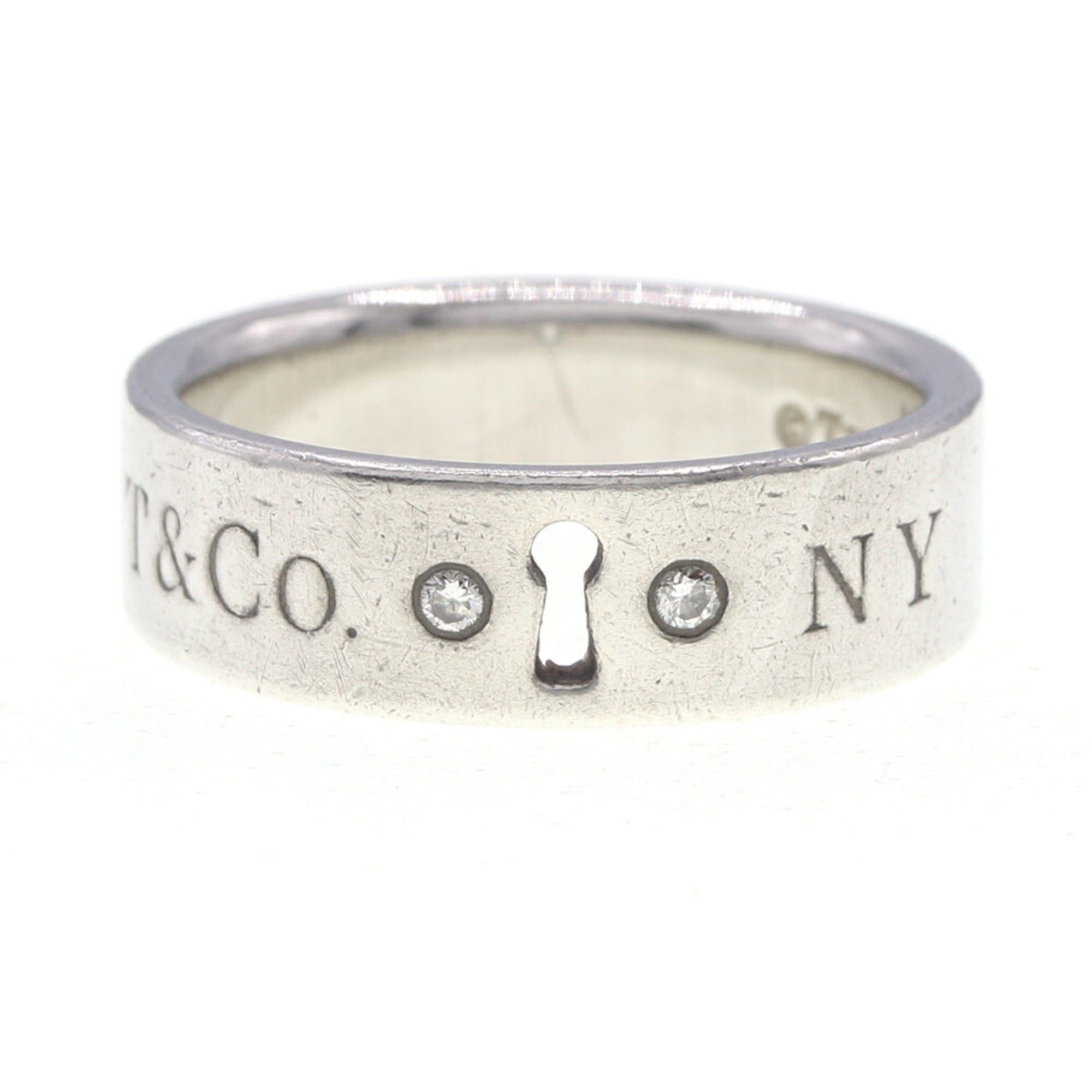 Tiffany & Co. Tiffany & Co. Women's Lock Keyhole Ring with 2 Diamonds, Sterling Silver 925, US Size 5.5-5 3/4, JP 11 Size ONE SIZE - 1 Thumbnail