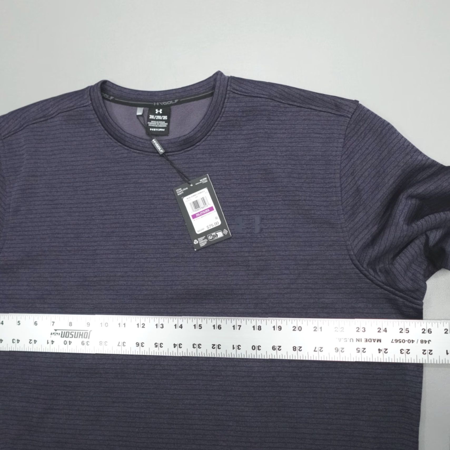 Under Armour Under Armour UA Golf Storm Fleece Sweater Mens 2XL Striped Sweatshirt Pullover Crew Neck Blue 1373675-410 Size US XXL / EU 58 / 5 - 6 Thumbnail