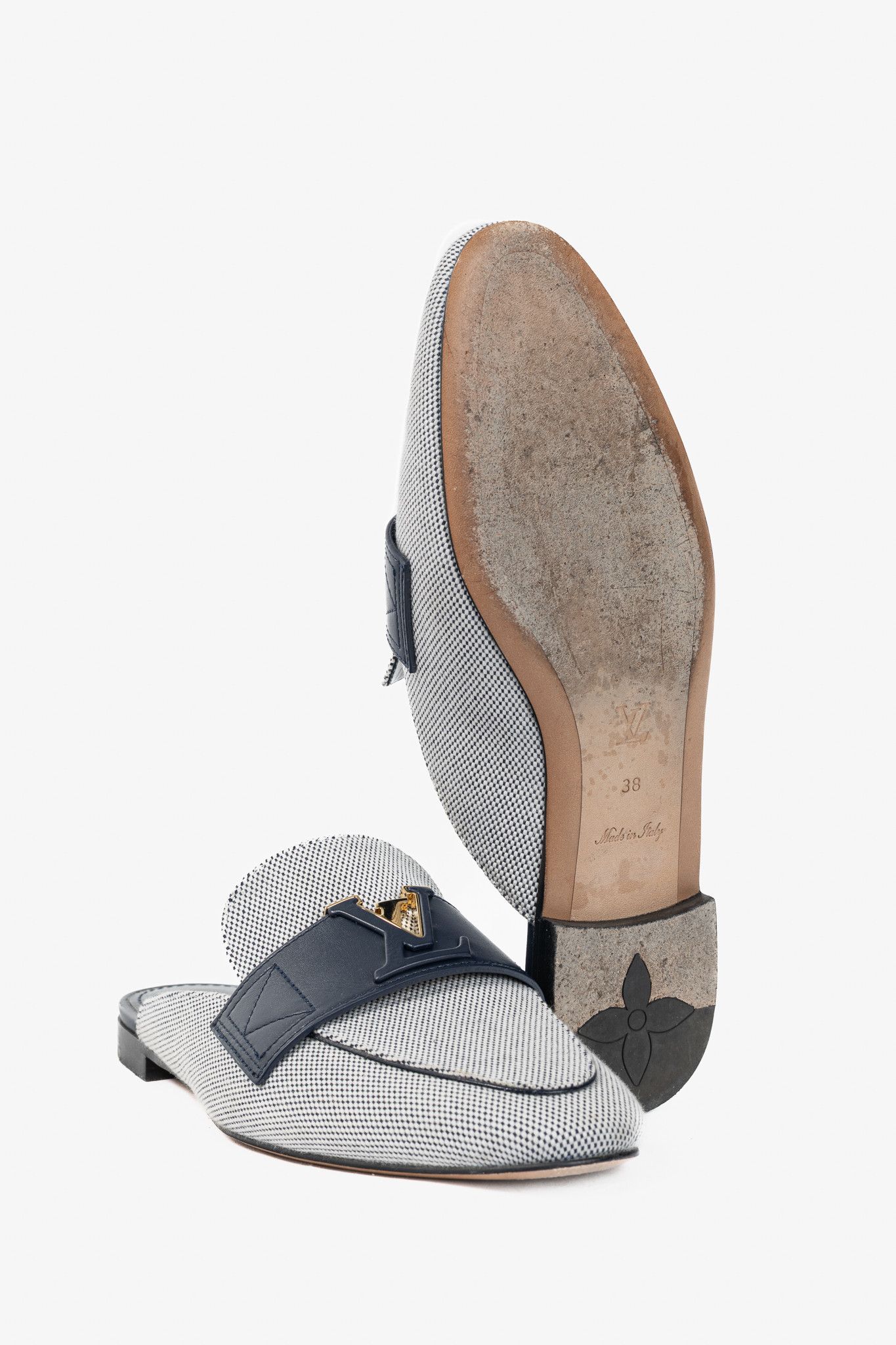 Louis Vuitton Louis Vuitton LV Mare White & Navy Open Back Loafers Size US 7.5 / IT 37.5 - 5 Thumbnail