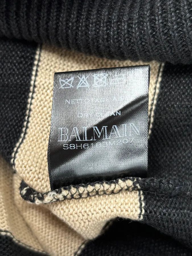 Balmain SS2016 Balmain Black Cream Linen Stars Ripped Sweater Size US L / EU 52-54 / 3 - 10 Thumbnail