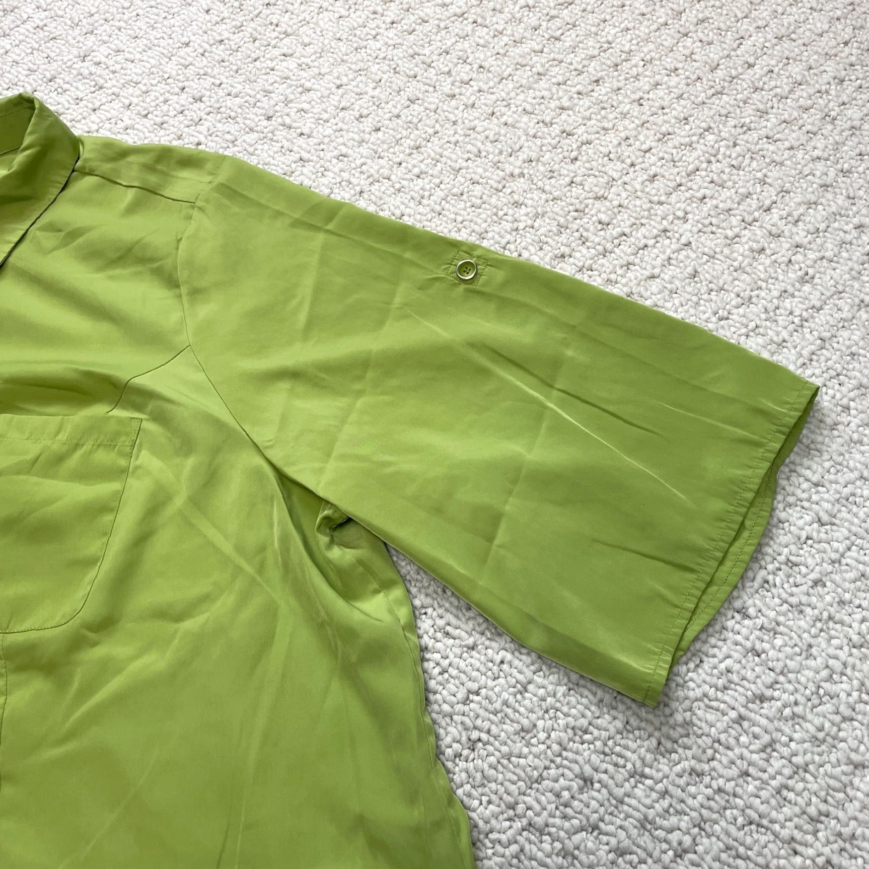 Vintage Roman's Shirt Womens Plus Size 32W Green Long Sleeve Button Up Top Size XXS / US 00 / IT 34 - 2 Thumbnail