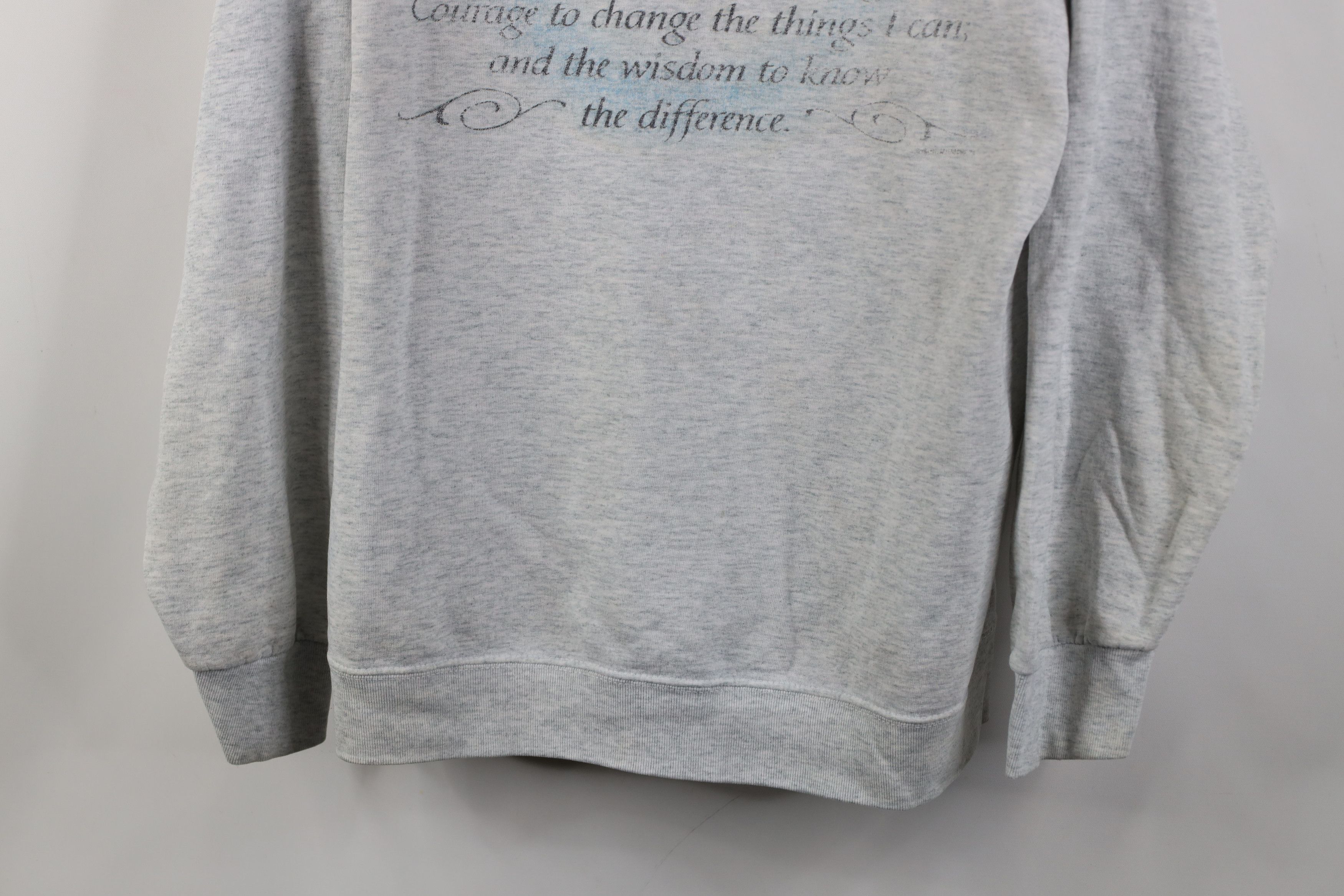 Vintage Vintage 90s Spell Out Serenity Prayer Sweatshirt Gray Size L / US 10 / IT 46 - 3 Thumbnail