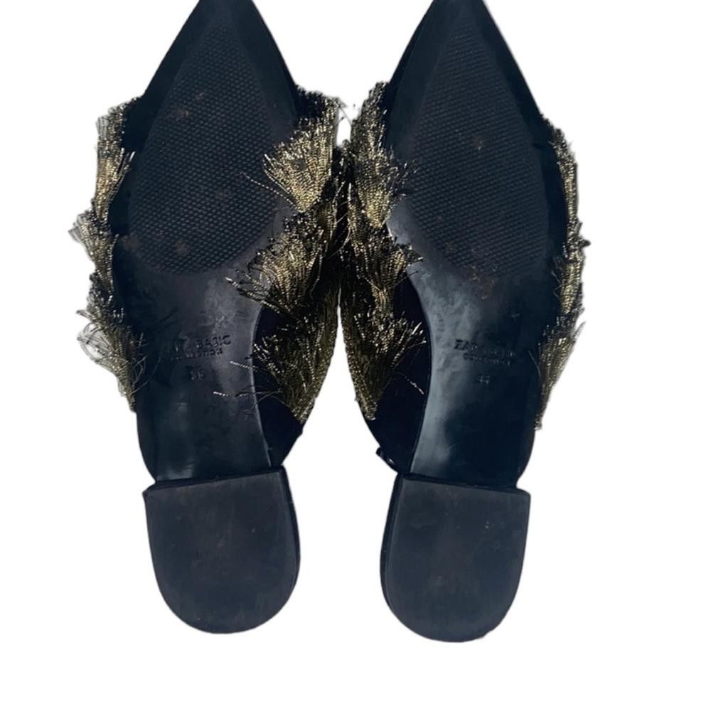 Zara Zara l Gold Fringe Pointed Toe Slip On Loafers Size 5.5/36 Size US 5.5 / IT 35.5 - 7 Thumbnail