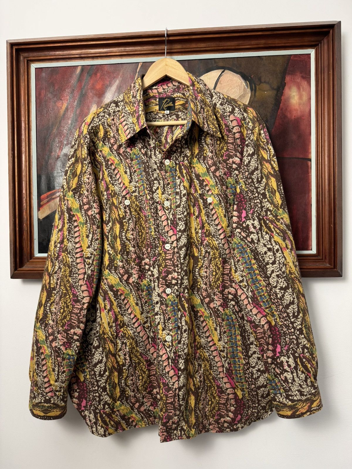 Needles Needles Button Up Shirt Japanese Multicolor Fullprint Hippie Size US L / EU 52-54 / 3 - 1 Thumbnail