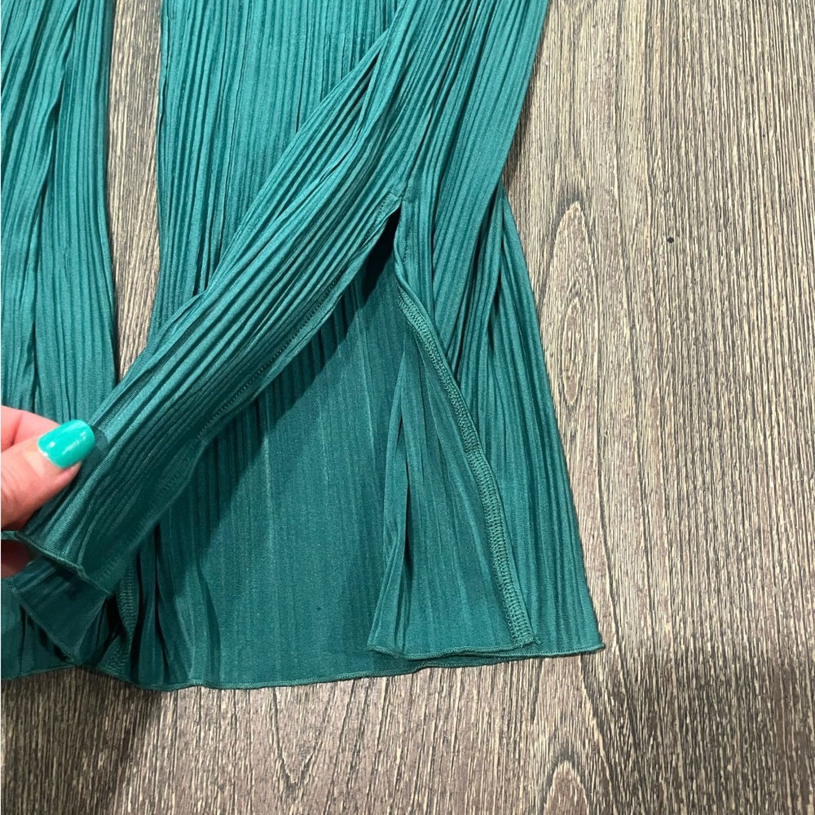 Vintage Meshki Womens Flare Pants Crinkle Pleated Slit Hem Size XS Size 24" / US 00 / IT 34 - 4 Thumbnail
