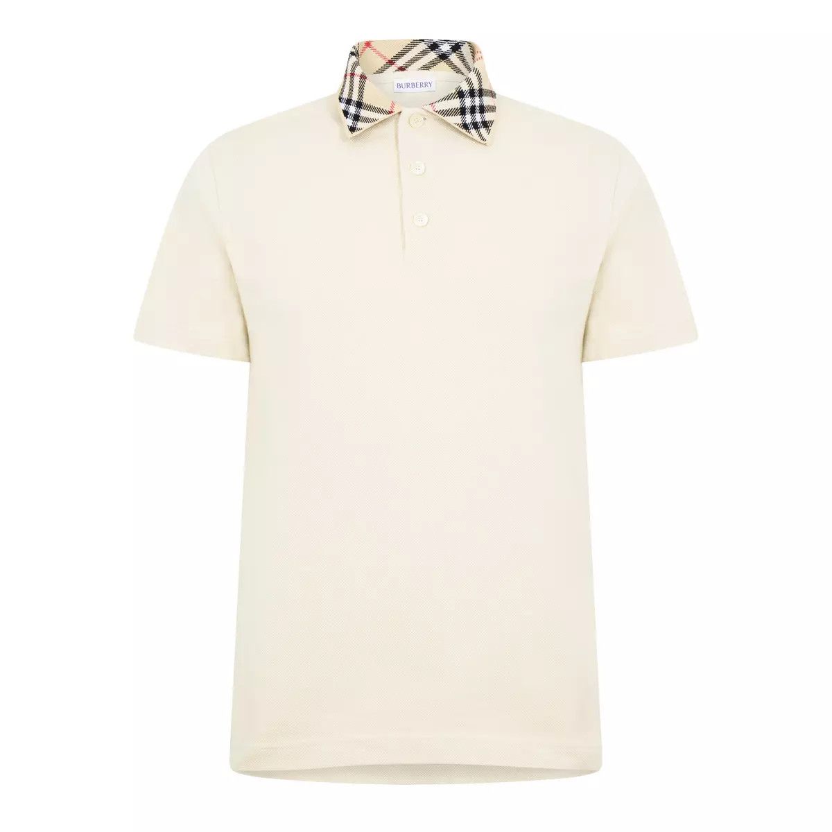 Burberry o1g2r1mq0426 Check Collar Polo Shirt in Ivory Size US S / EU 44-46 / 1 - 1 Thumbnail