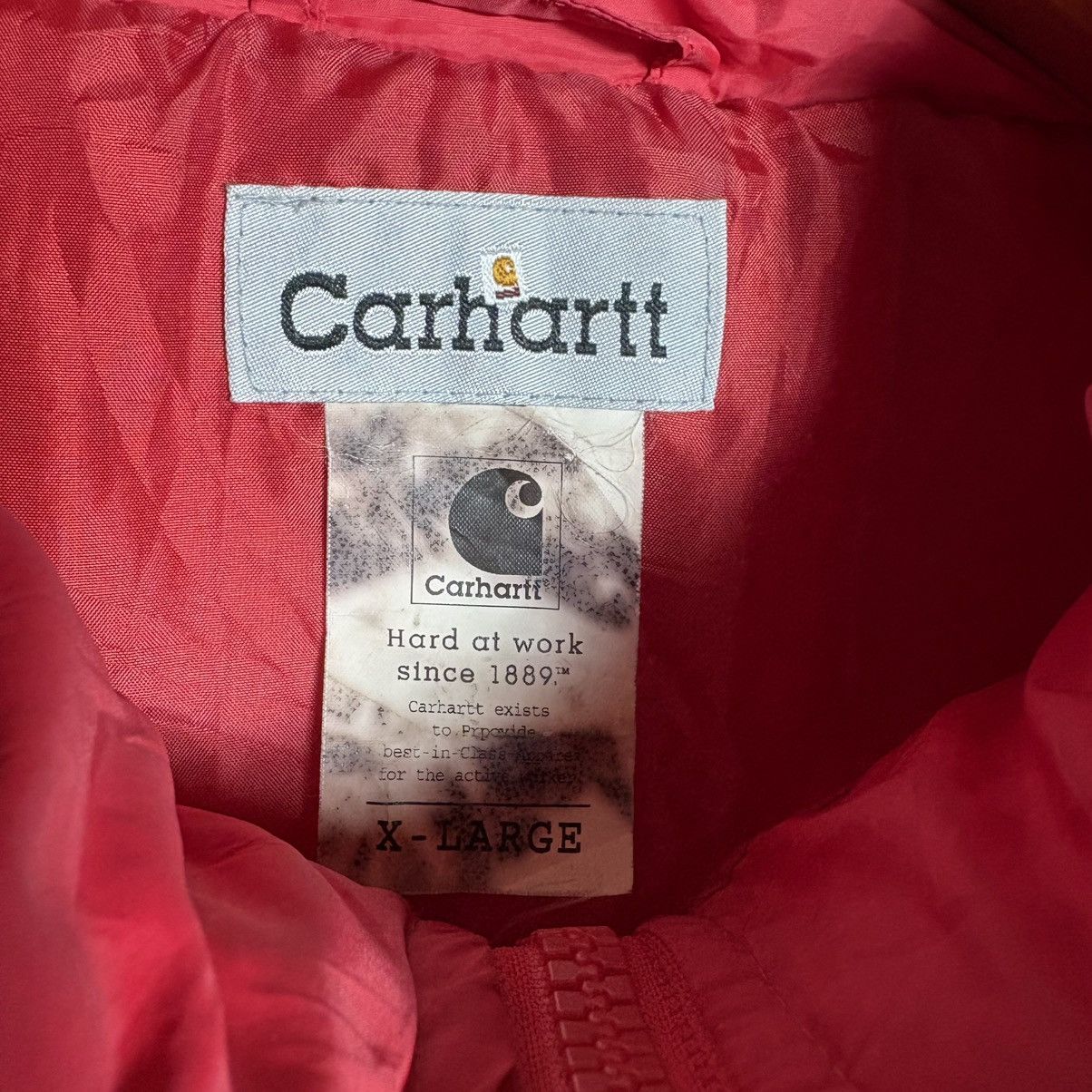 Carhartt Vintage Carhartt Hard At Work Puffer Patchwork Racing Jacket Size US XL / EU 56 / 4 - 10 Thumbnail